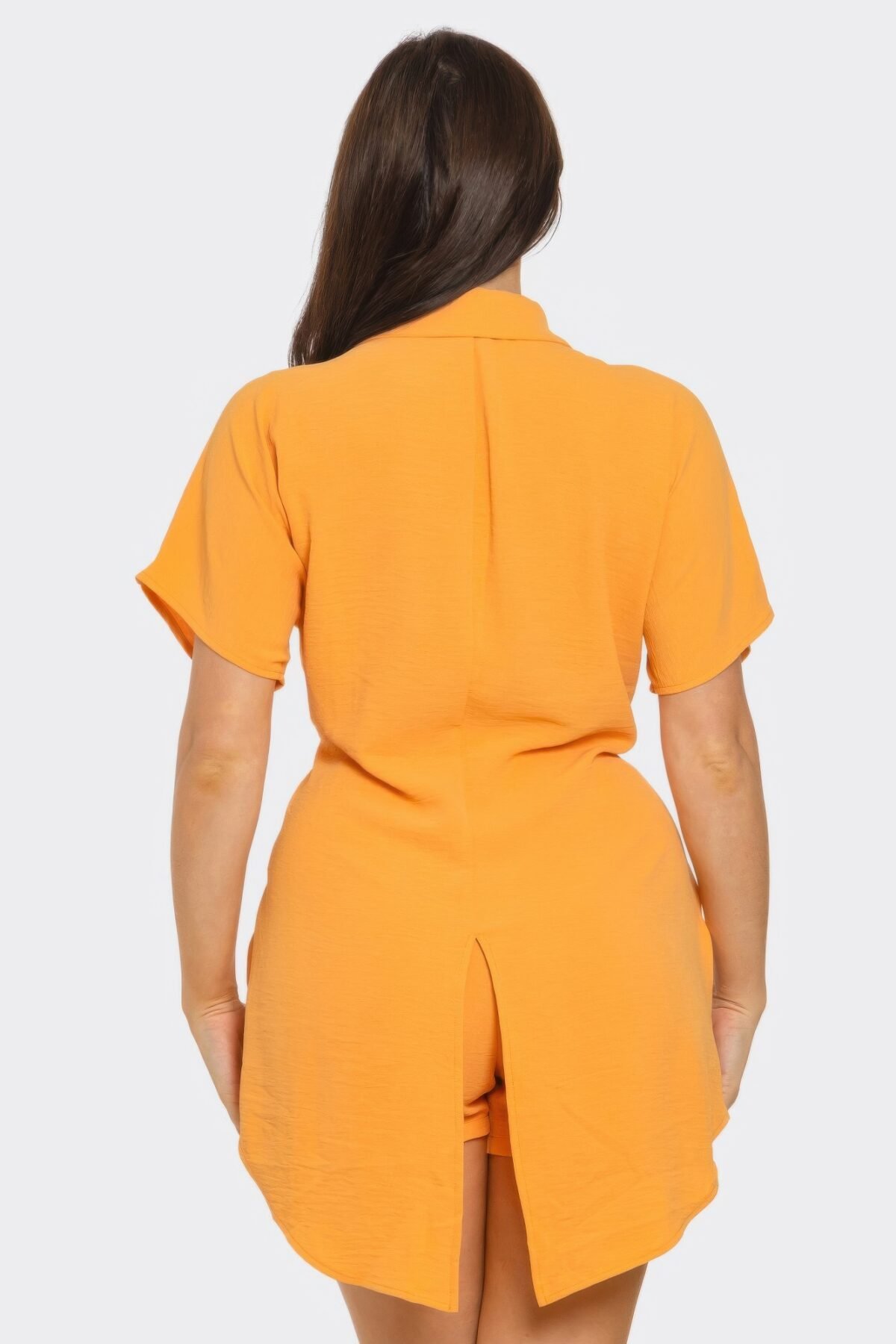 Front Tie Back Oversized Slit Top And Shorts Set - Image 5