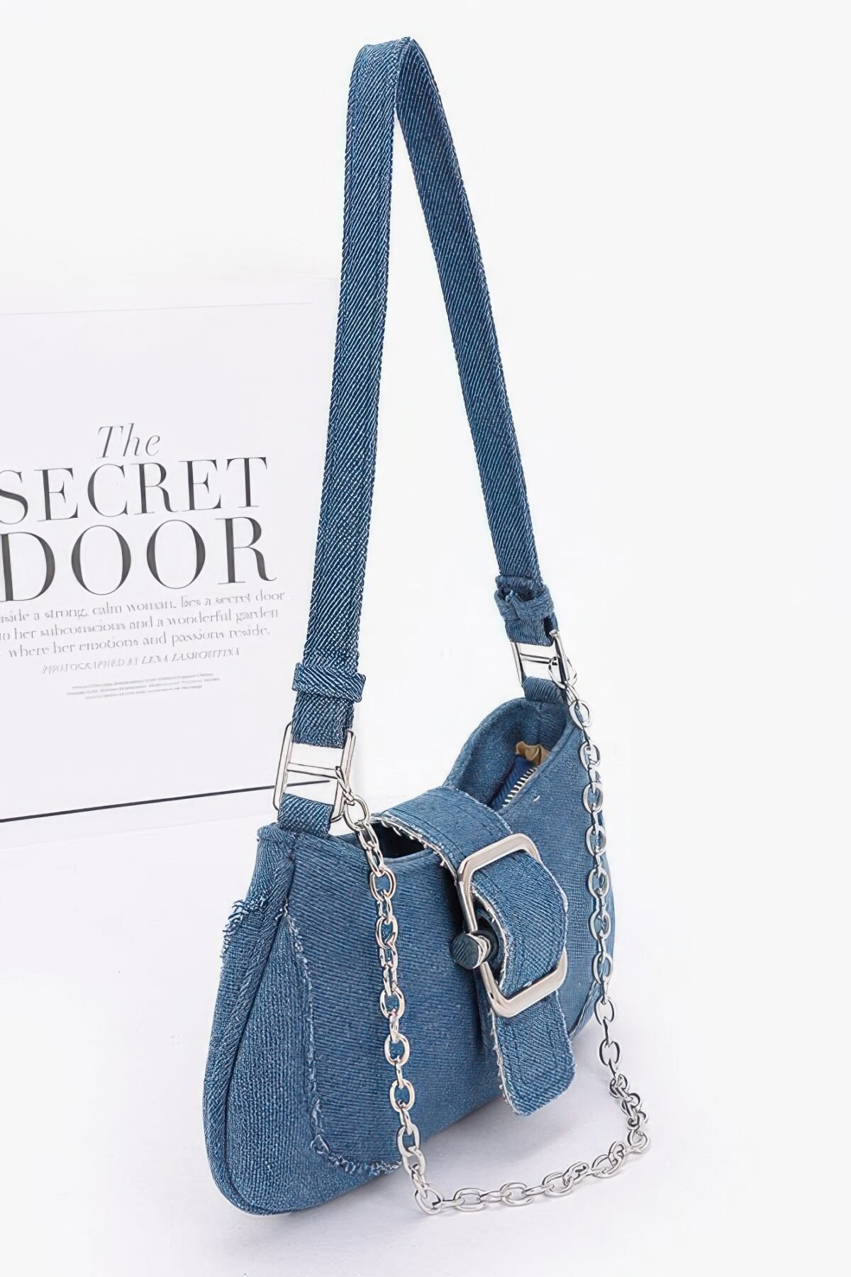 Faux Denim Handle Bag - Image 2