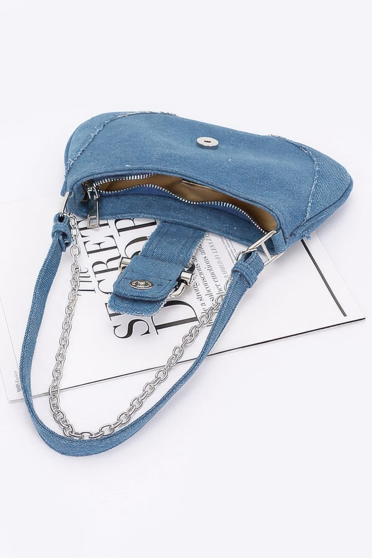 Faux Denim Handle Bag - Image 3