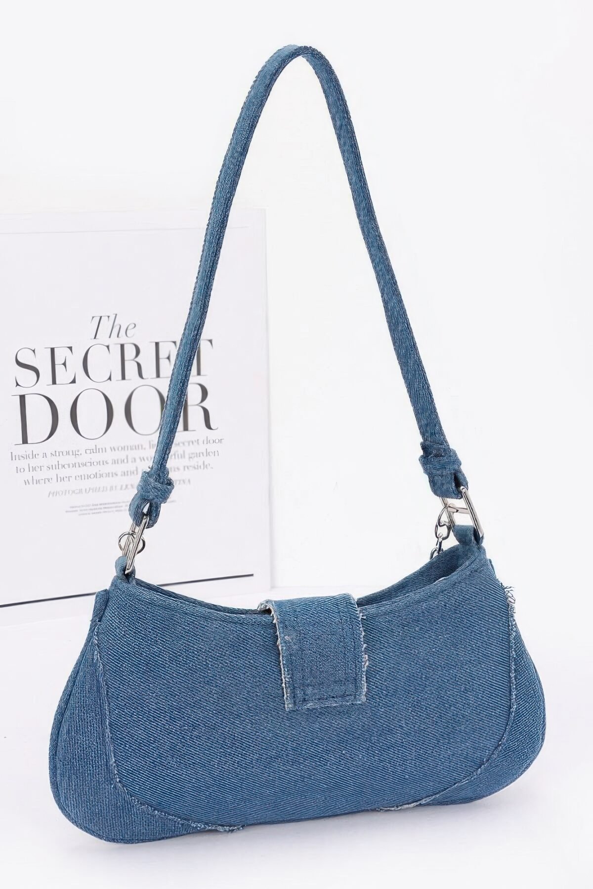 Faux Denim Handle Bag - Image 4