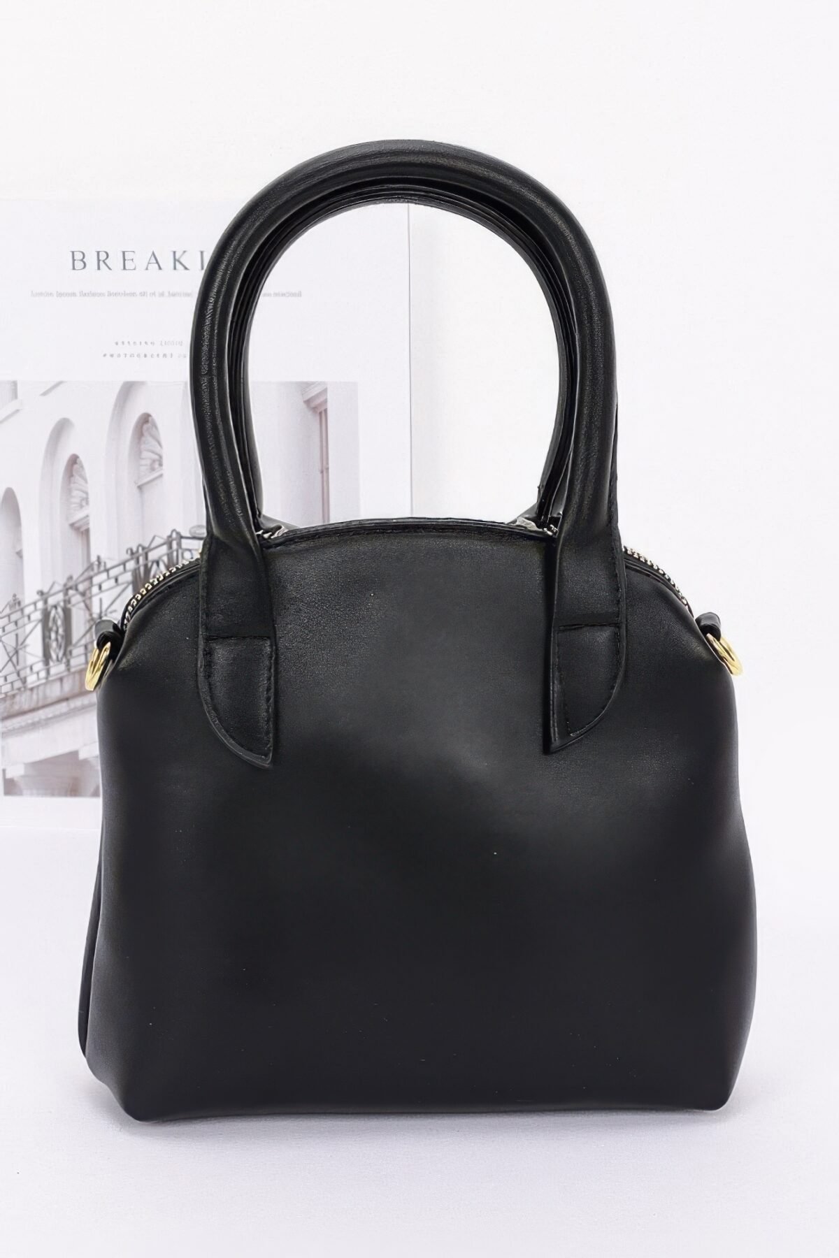 Faux Leather Shirt Style Top Handle Bag - Image 5