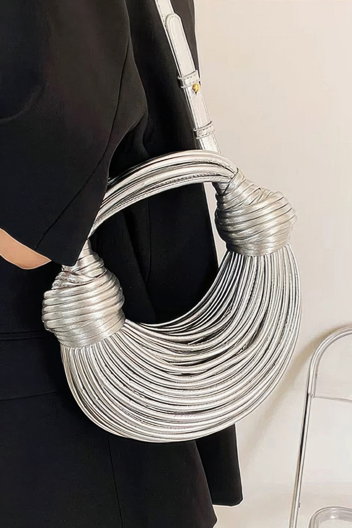 Faux Leather Rope Hobo Bag - Image 6
