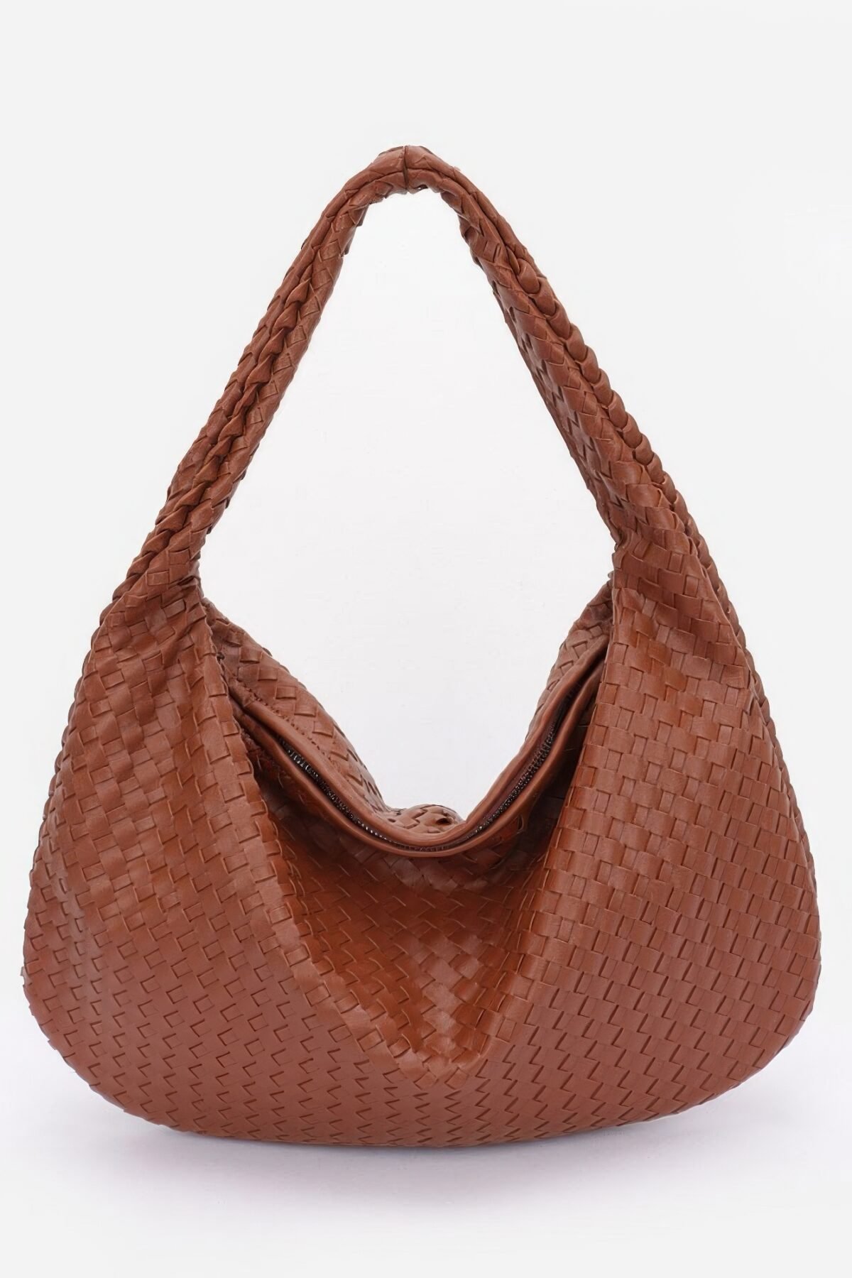 Faux Leather Braided Shoulder Bag - Image 1