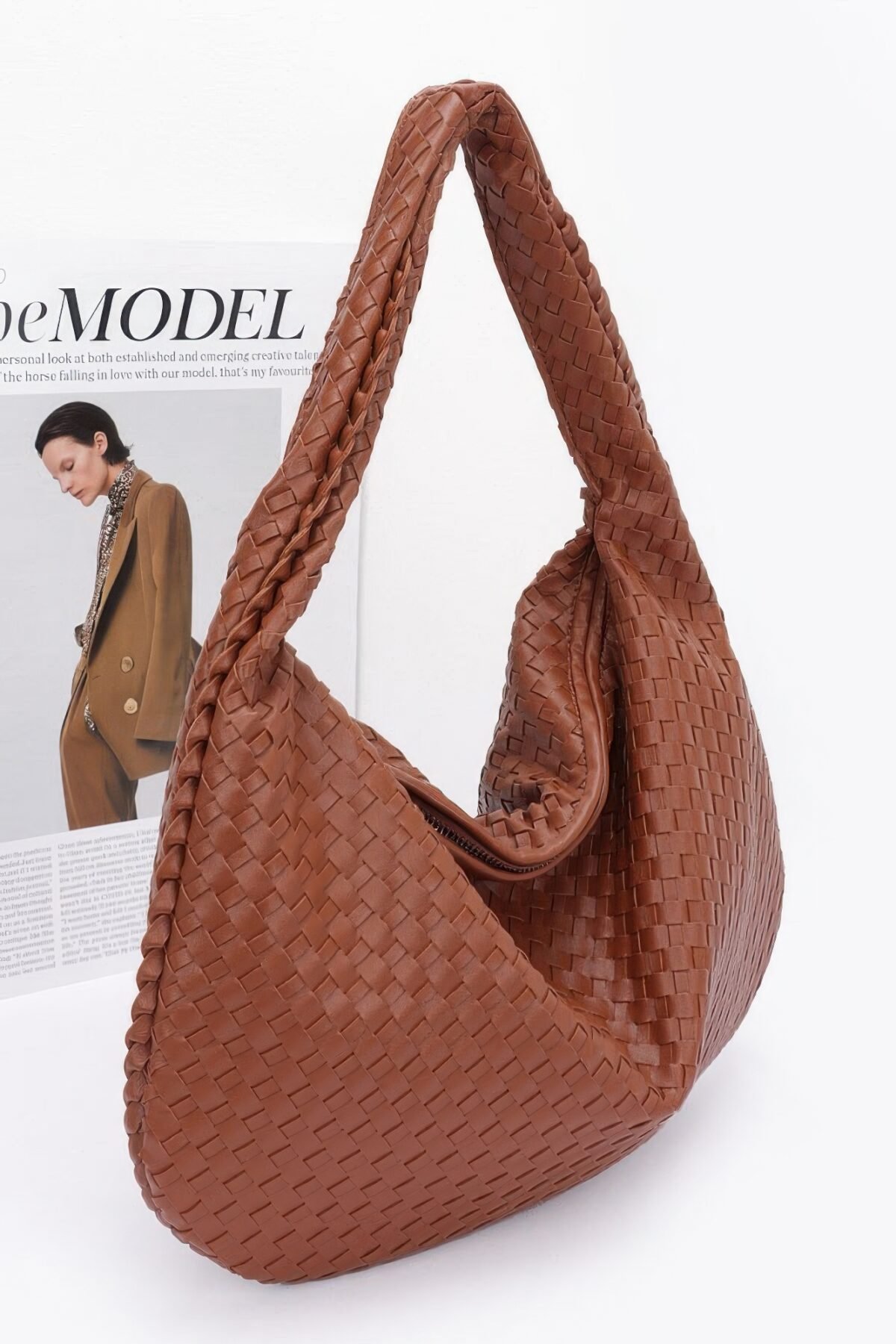 Faux Leather Braided Shoulder Bag - Image 2