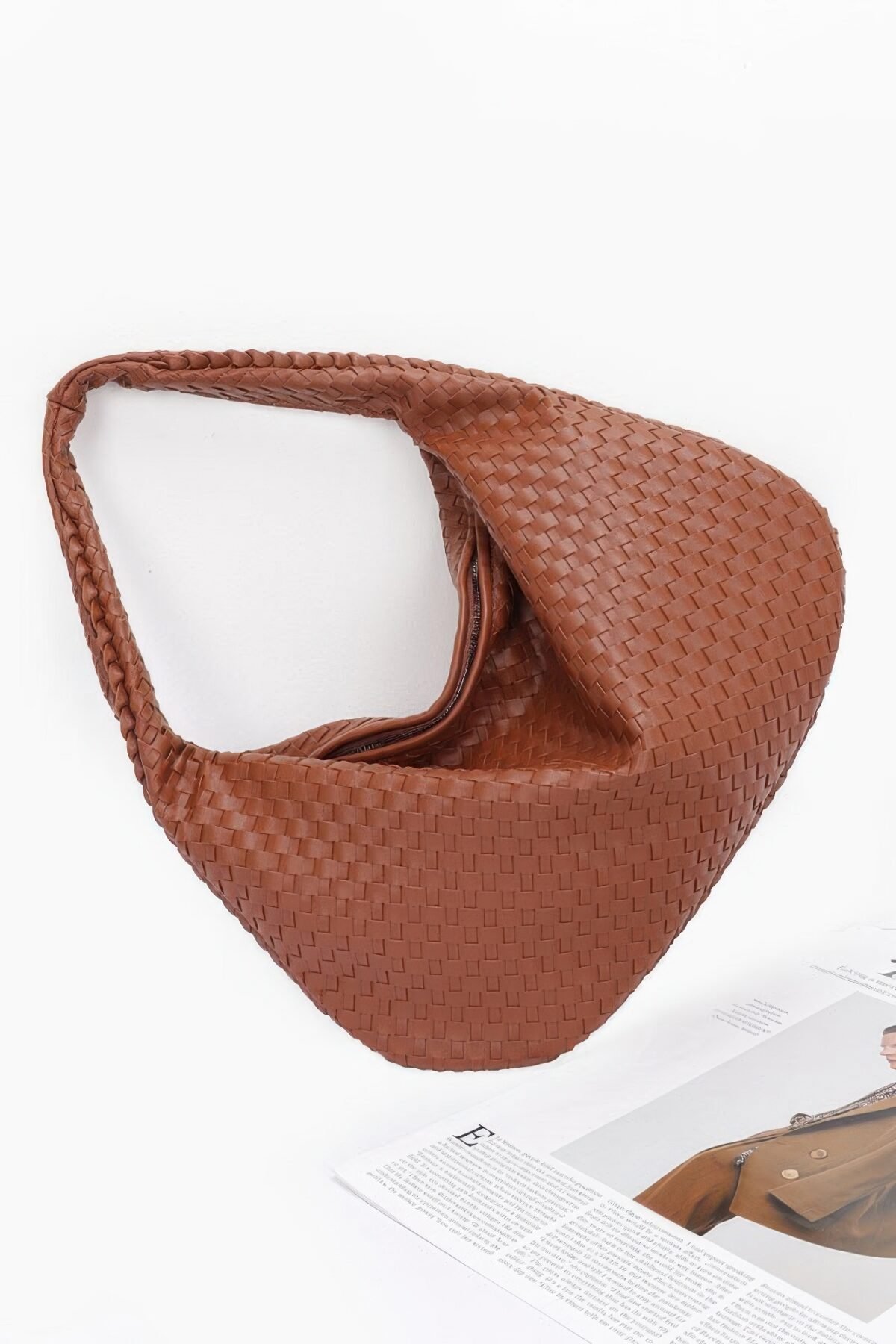Faux Leather Braided Shoulder Bag - Image 4