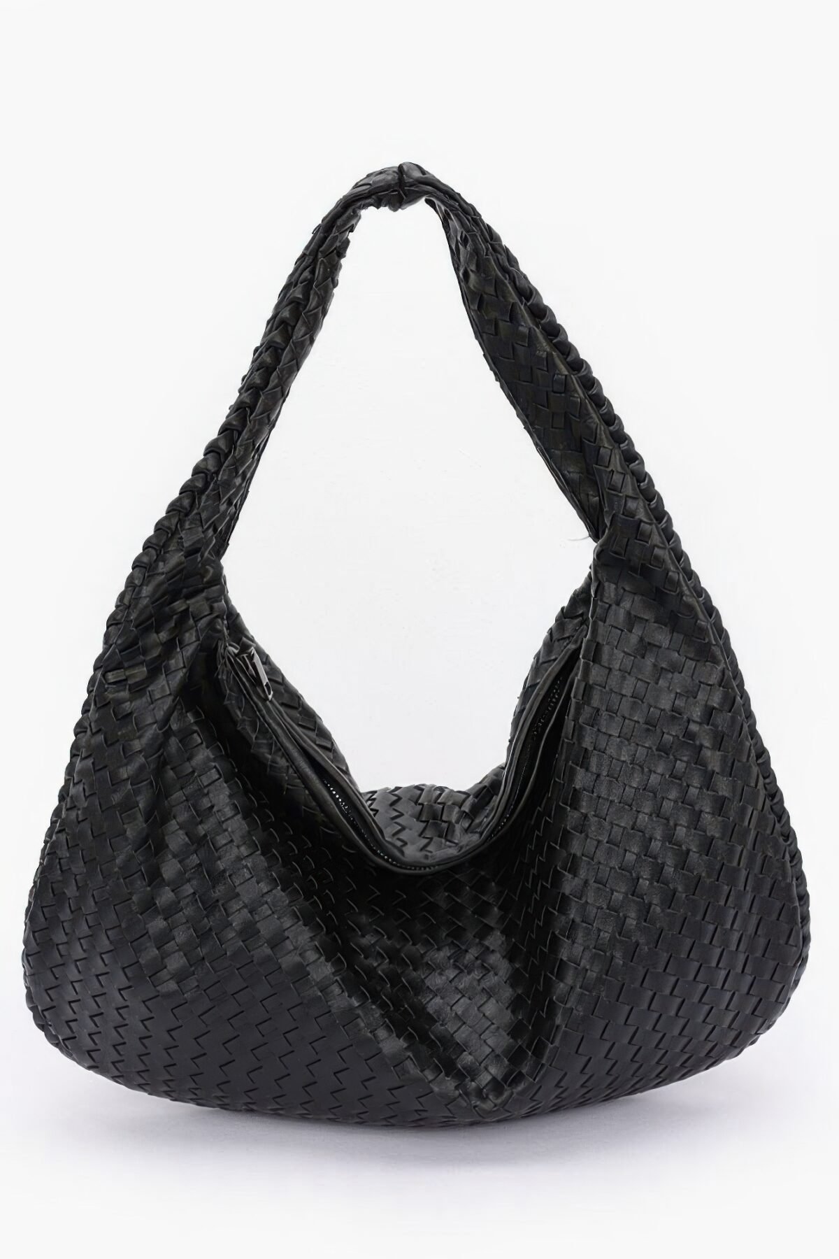 Faux Leather Braided Shoulder Bag - Image 5