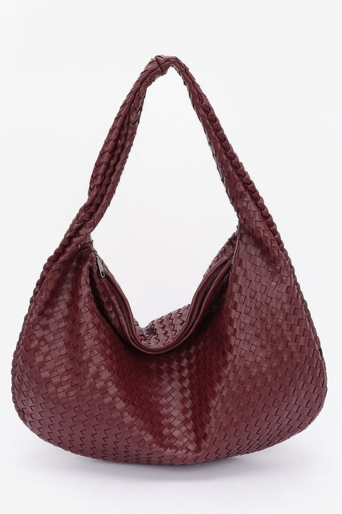 Faux Leather Braided Shoulder Bag - Image 8