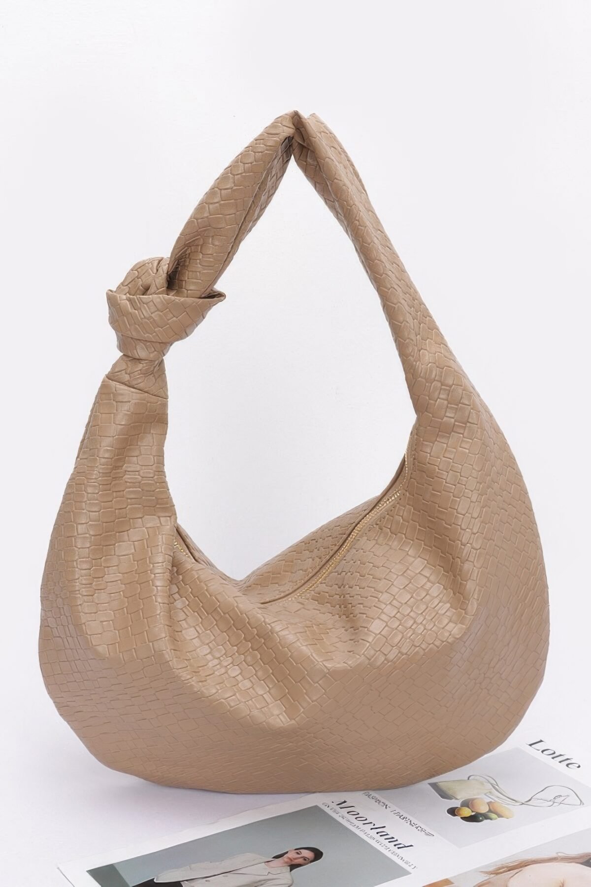 Embossed Faux Leather Big Hobo Bag - Image 1