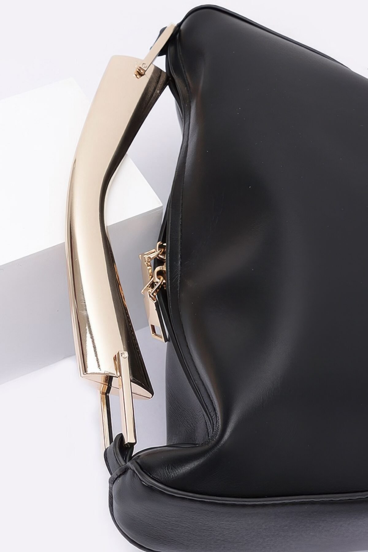 Faux Leather Metal Handle Bag - Image 3