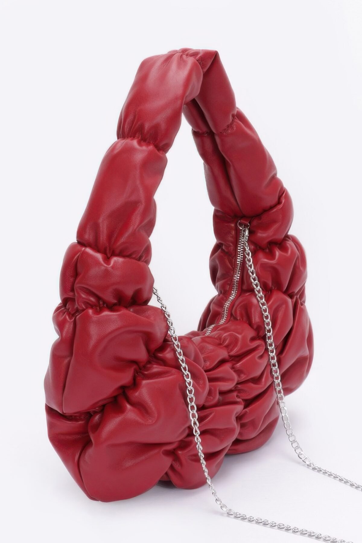 Pleated Faux Leather Shoulder Bag - Image 1