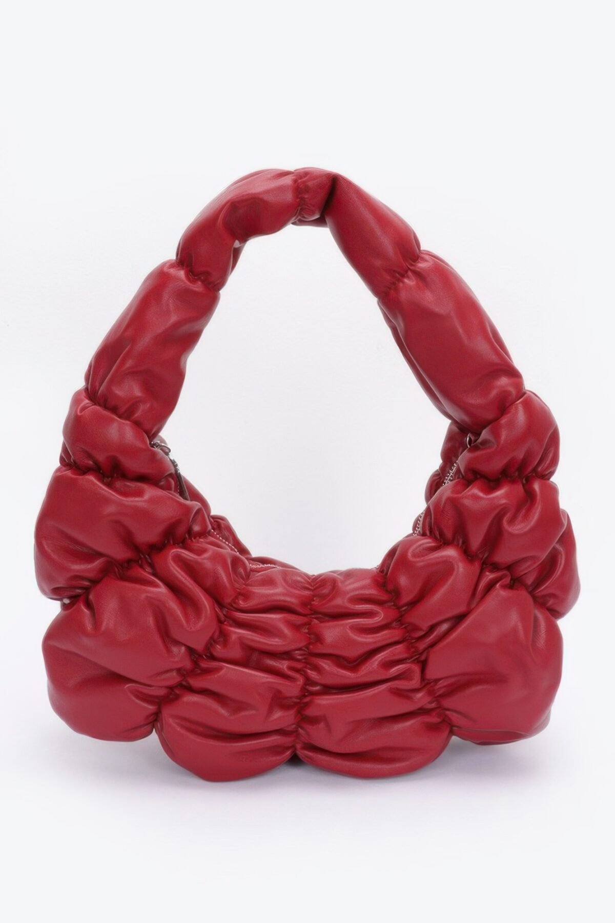Pleated Faux Leather Shoulder Bag - Image 4
