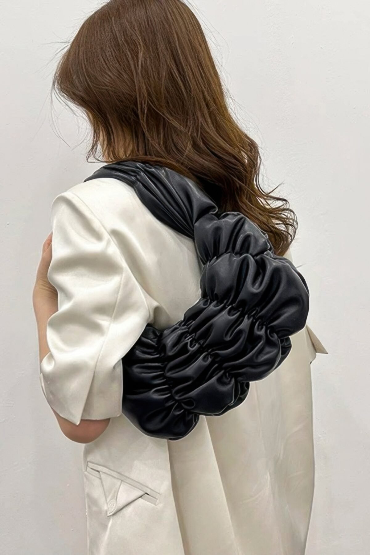 Pleated Faux Leather Shoulder Bag - Image 7