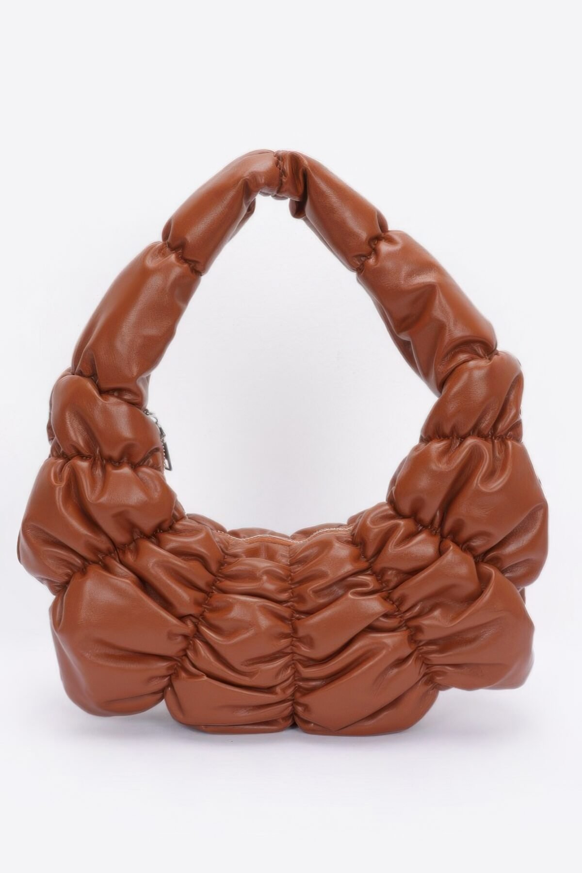 Pleated Faux Leather Shoulder Bag - Image 8