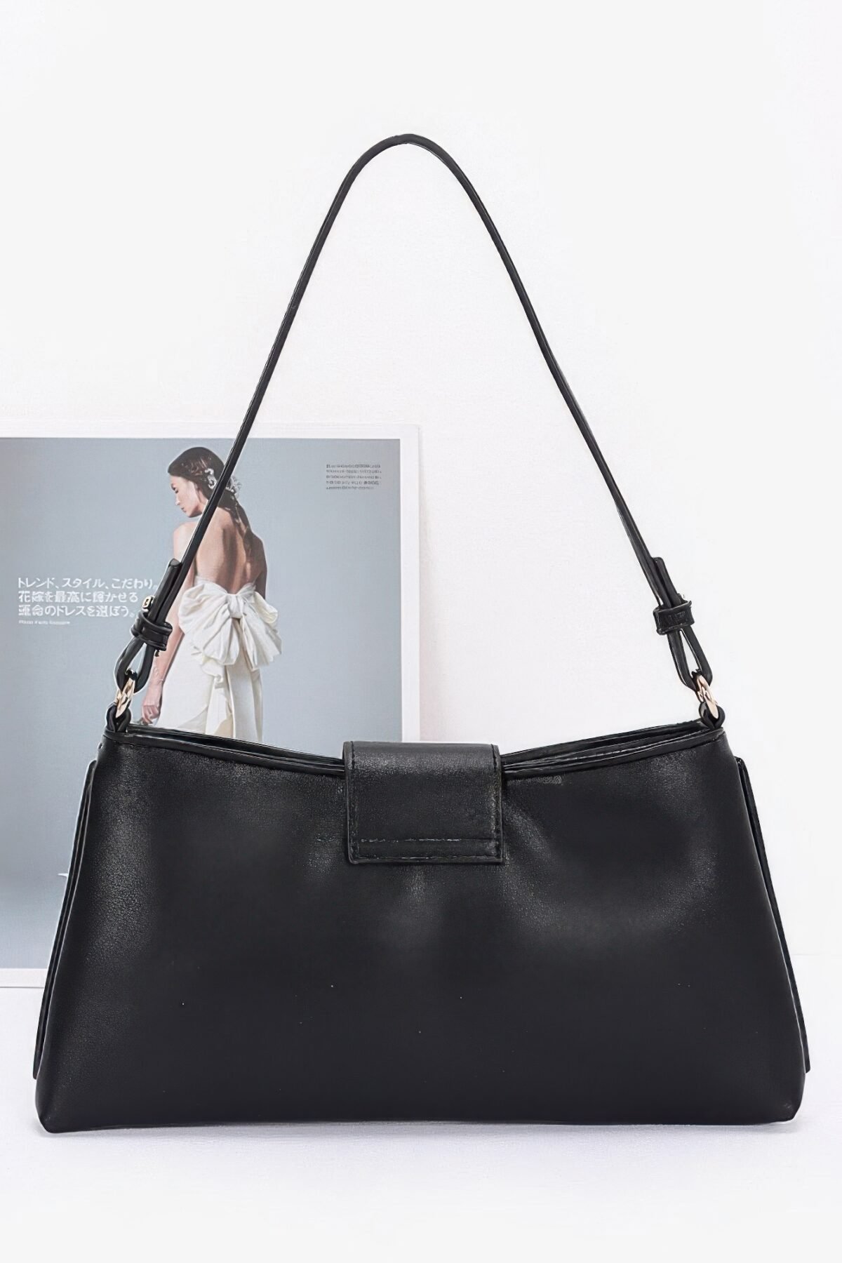 Faux Leather Eyelet Studded Shoulder Bag - Image 5
