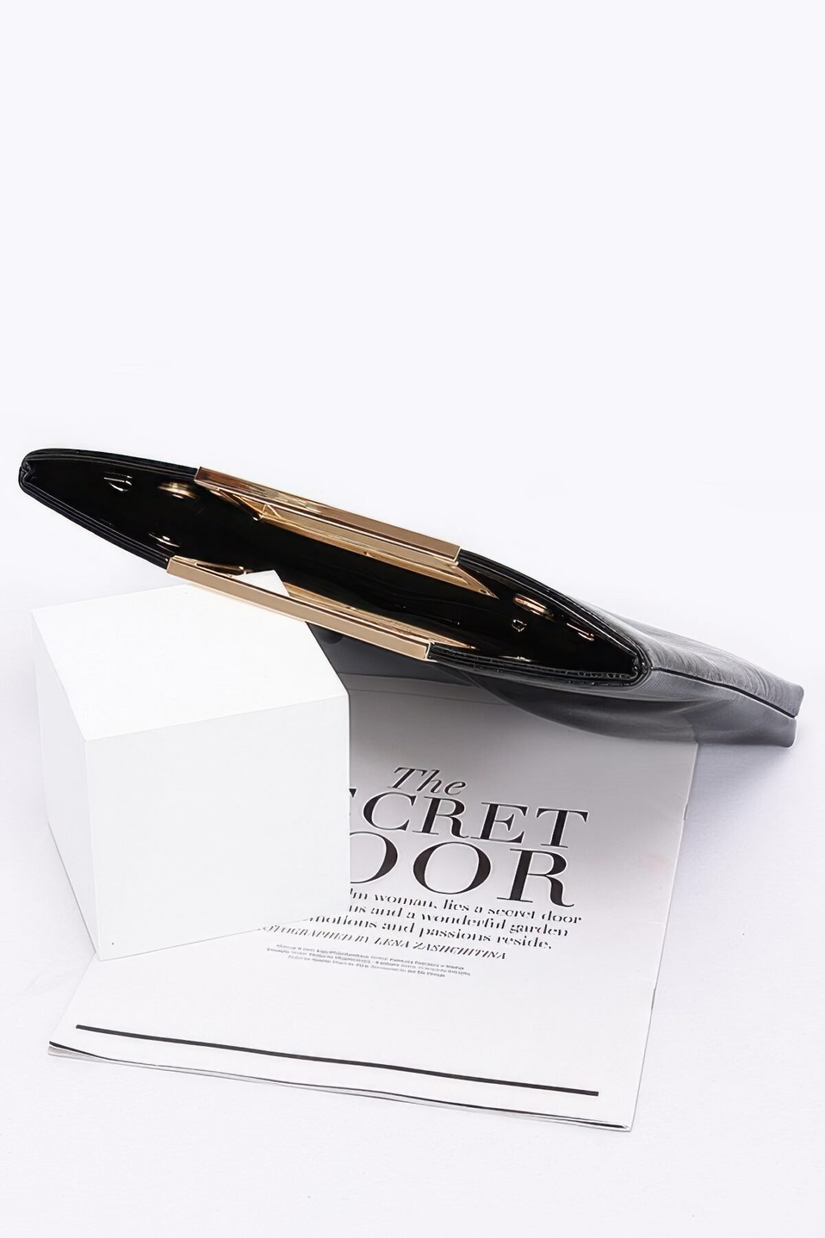 Faux Leather Metal Handle Clutch - Image 6