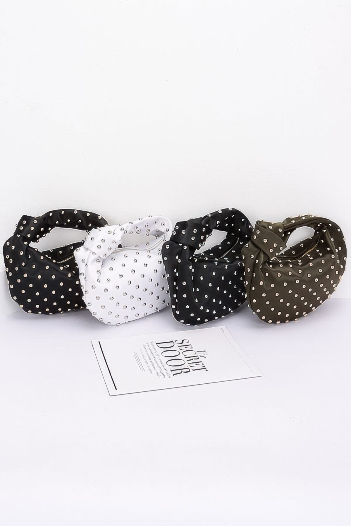 Satin Metal Studded Hobo Bag - Image 8