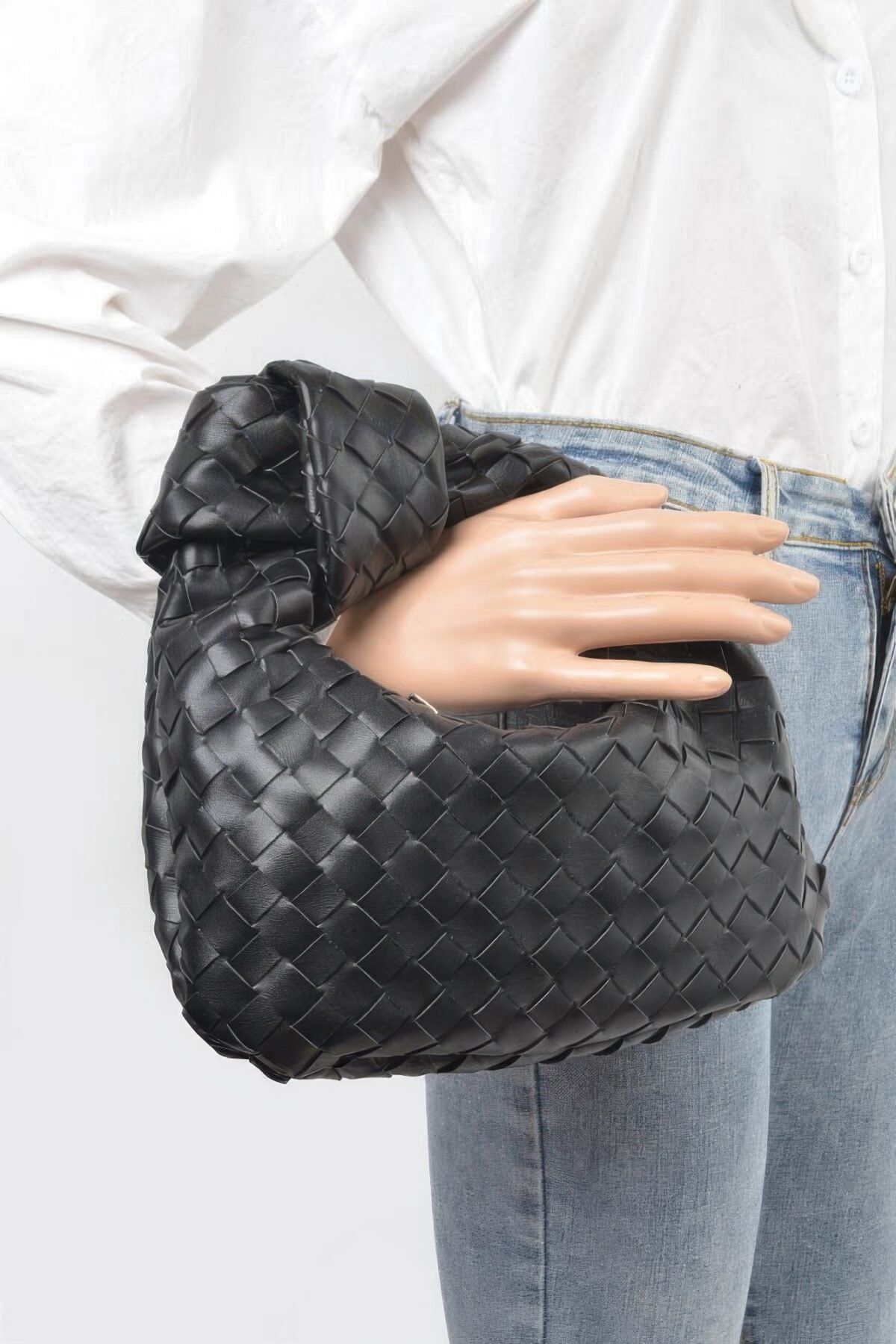 Faux Leather Braided Zip Bag - Image 6