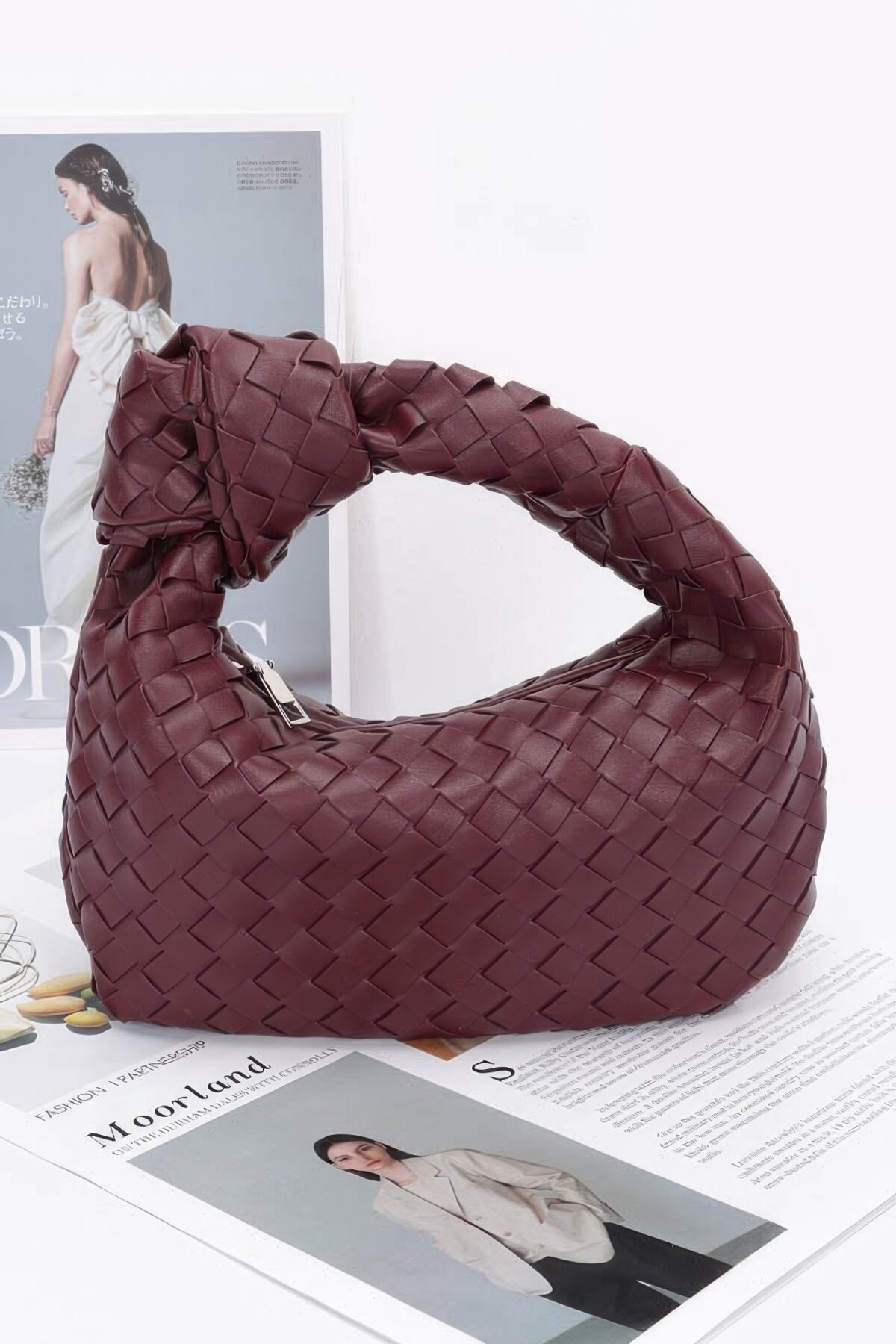 Faux Leather Braided Zip Bag - Image 14