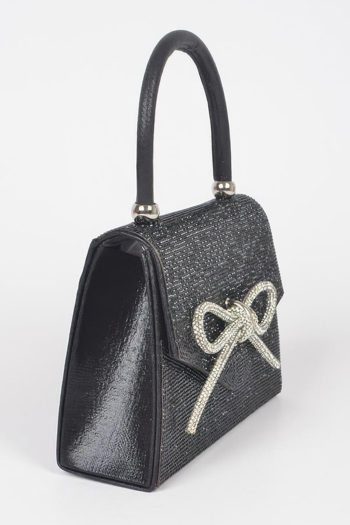 Rhinestone Ribbon Top Handle Bag - Image 2