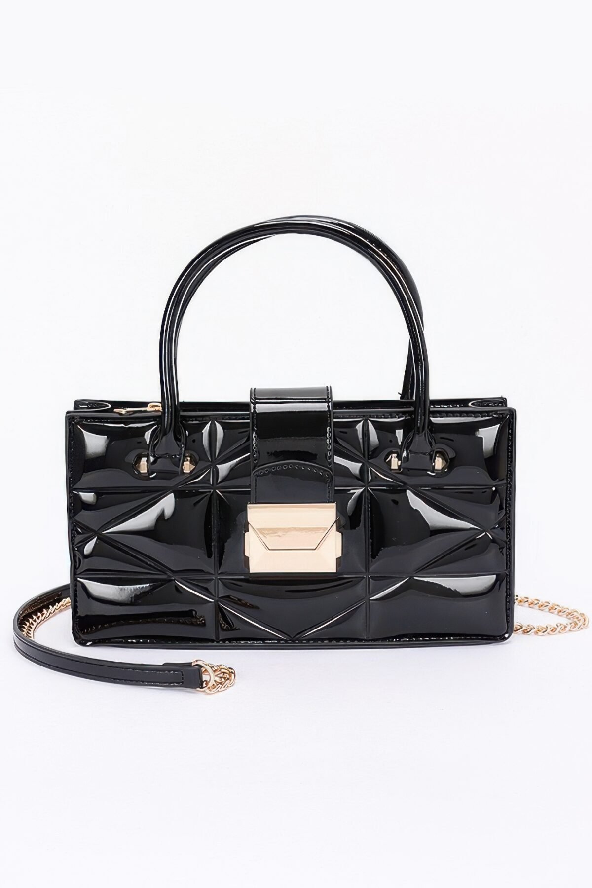 Embossed Enamel Handle Clutch - Image 1