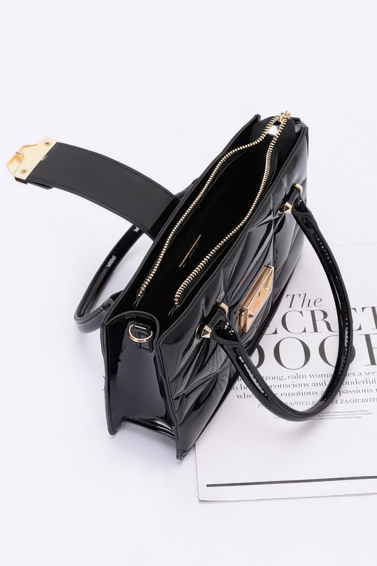 Embossed Enamel Handle Clutch - Image 3