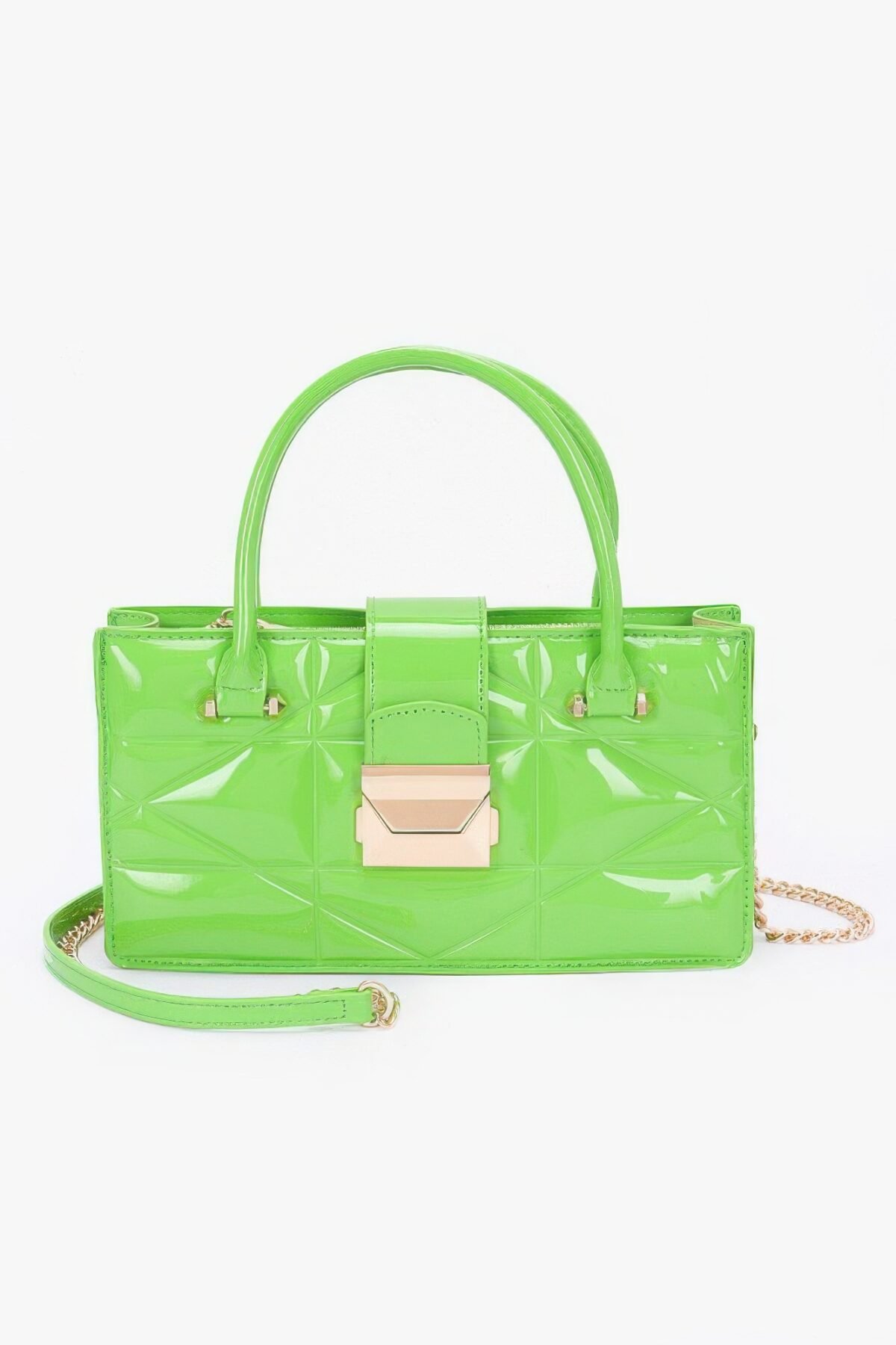 Embossed Enamel Handle Clutch - Image 6