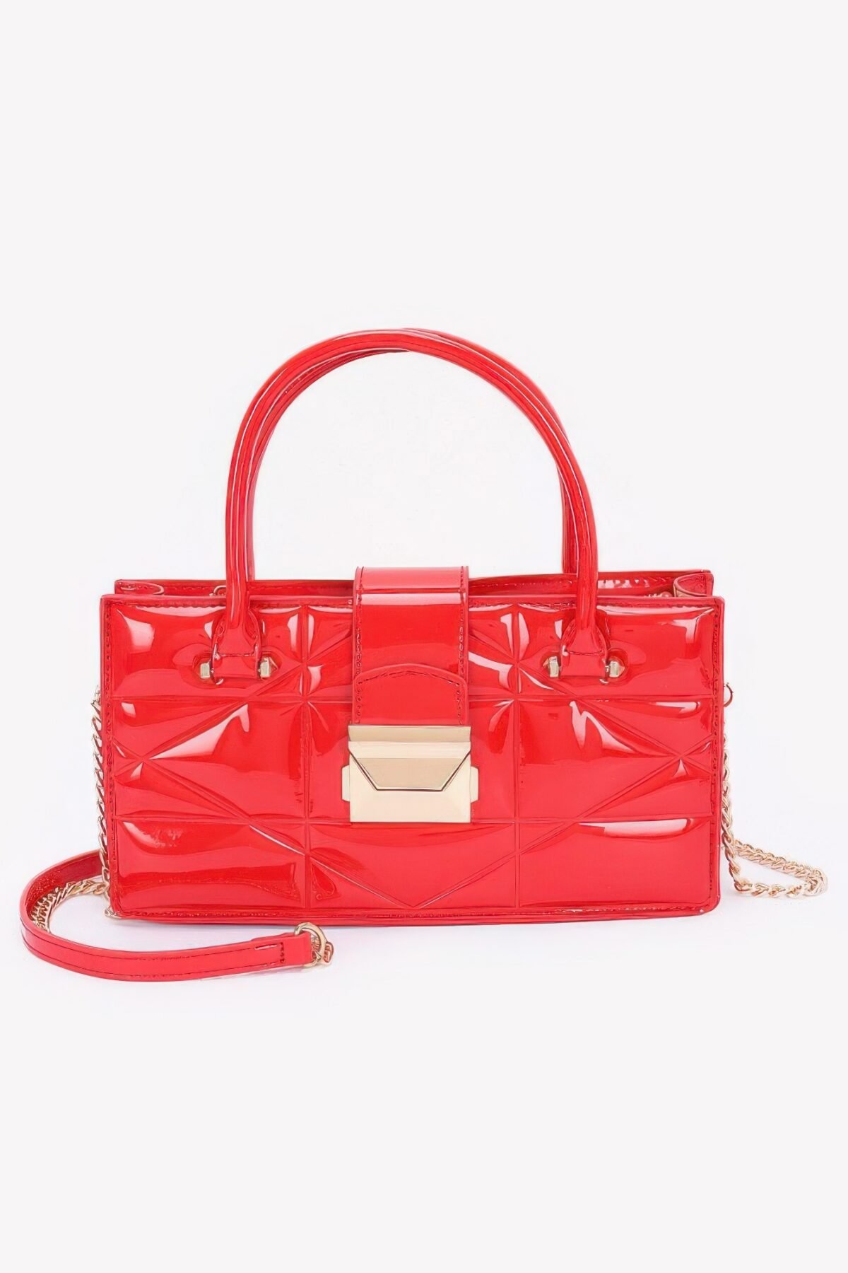 Embossed Enamel Handle Clutch - Image 7