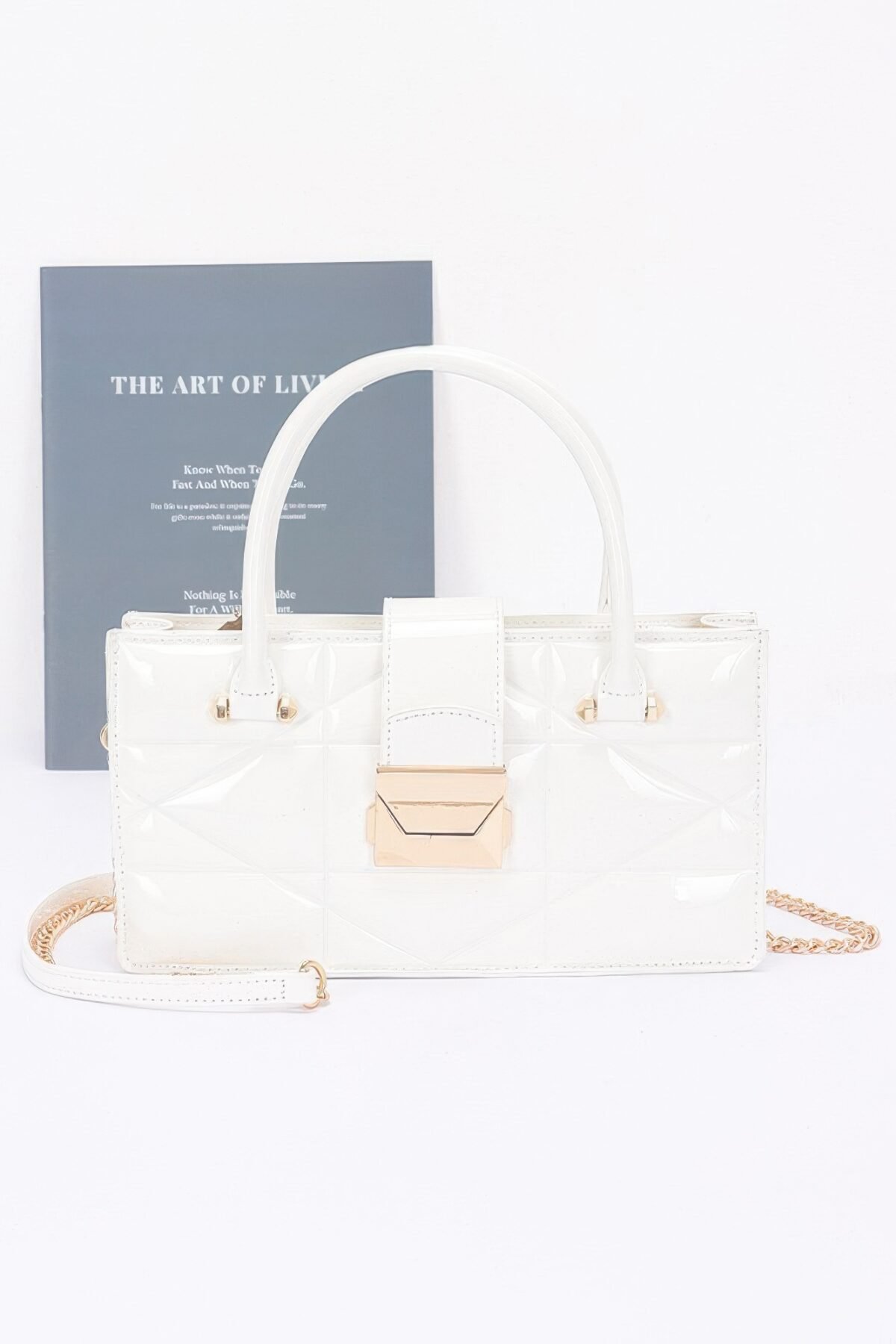 Embossed Enamel Handle Clutch - Image 8