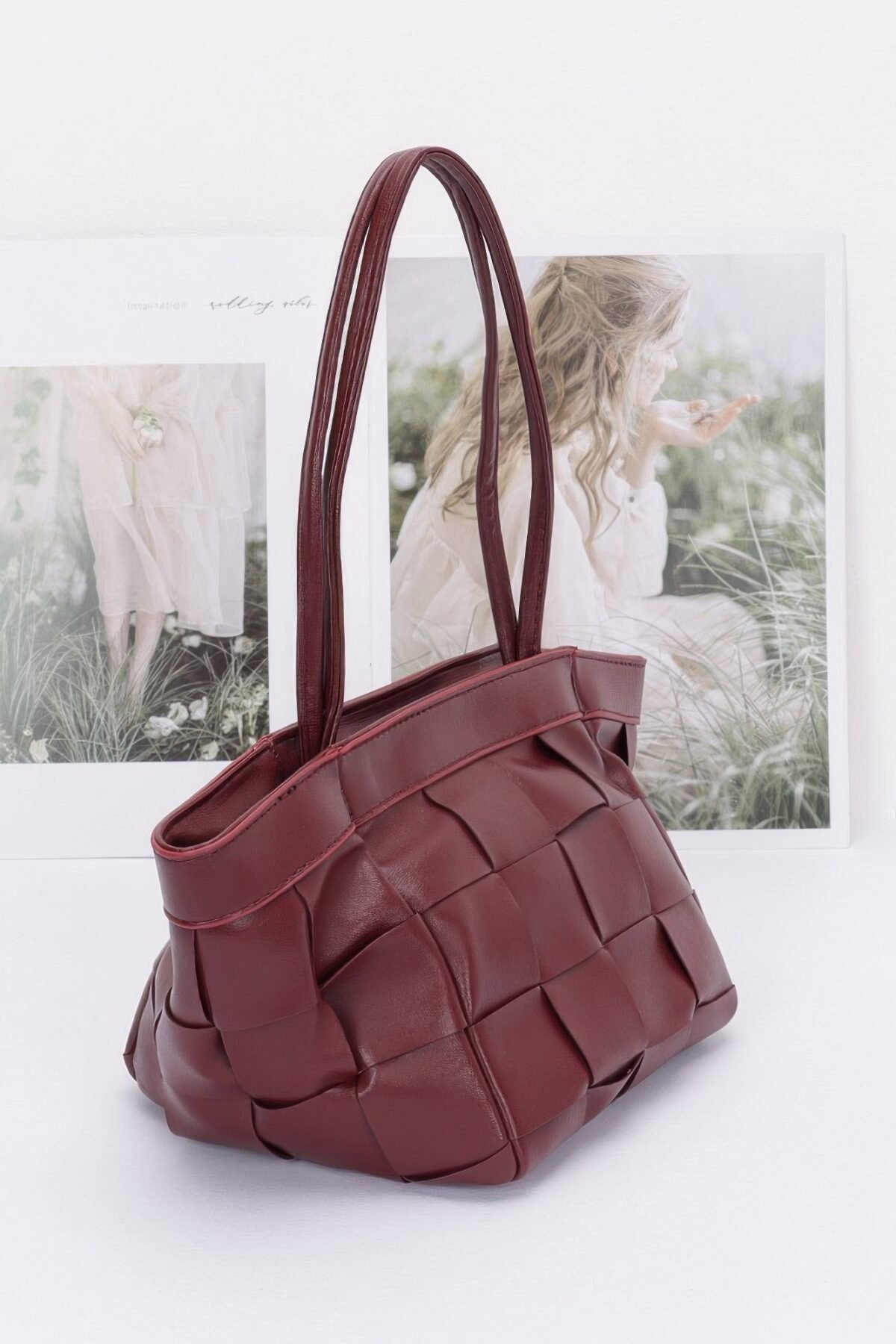 Faux Leather Braided Tote Bag - Image 2