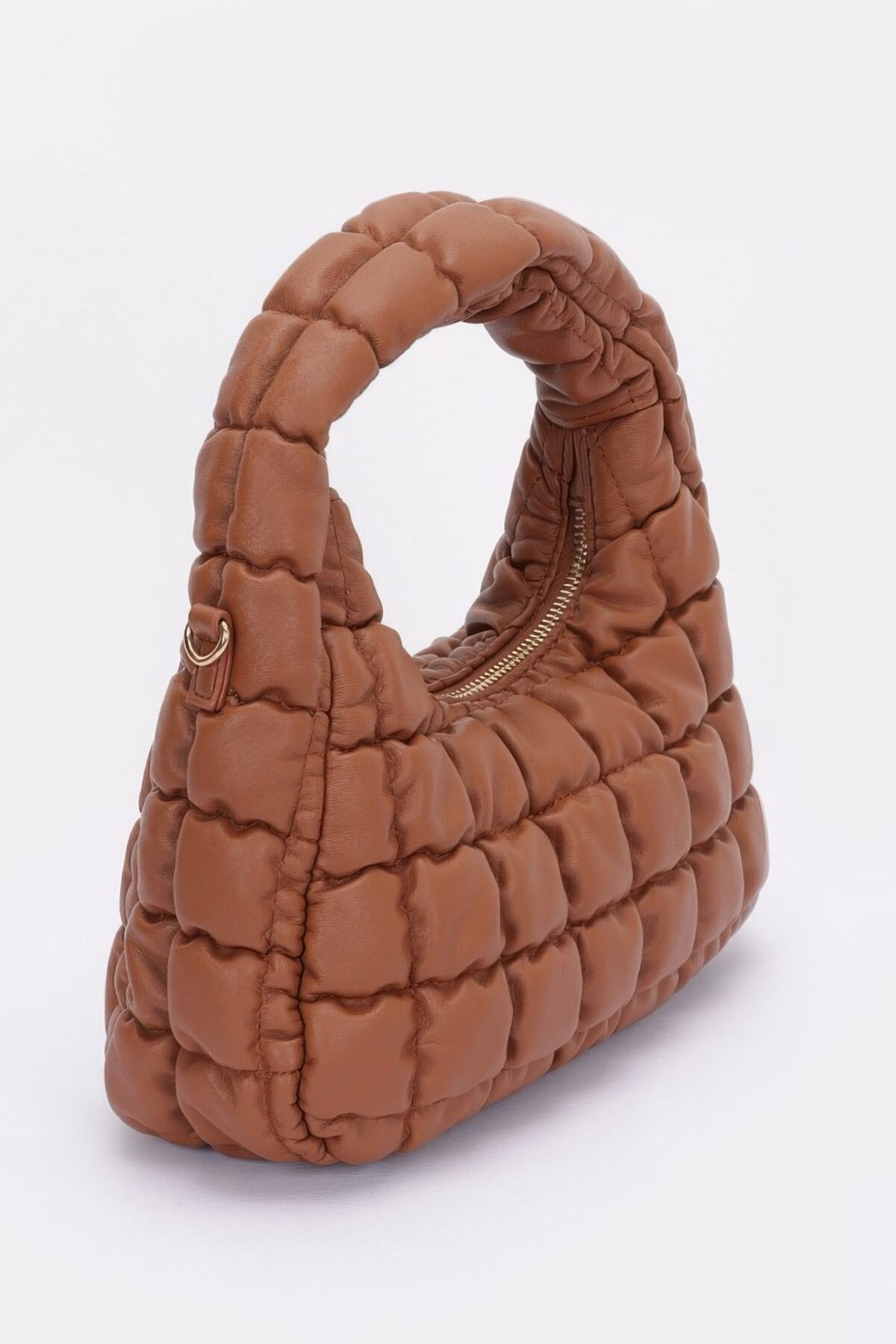 Quilted Faux Leather Padded Hobo Bag - Image 2