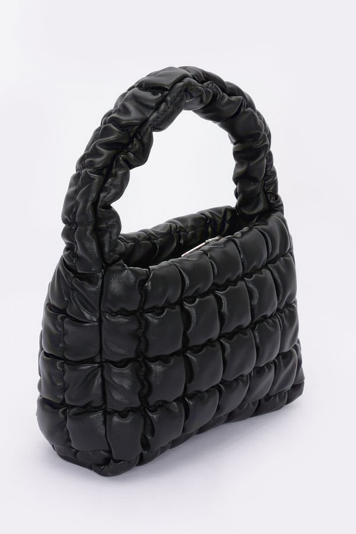 Quilted Faux Leather Padded Handle Bag - Image 3
