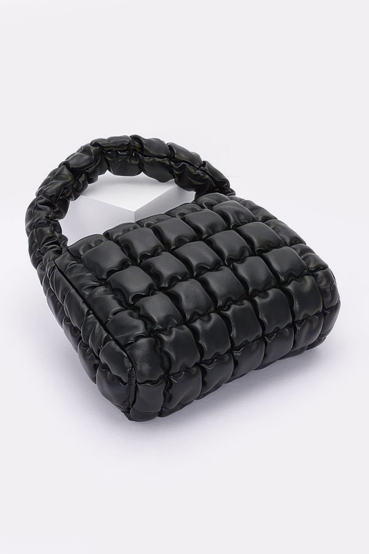 Quilted Faux Leather Padded Handle Bag - Image 5