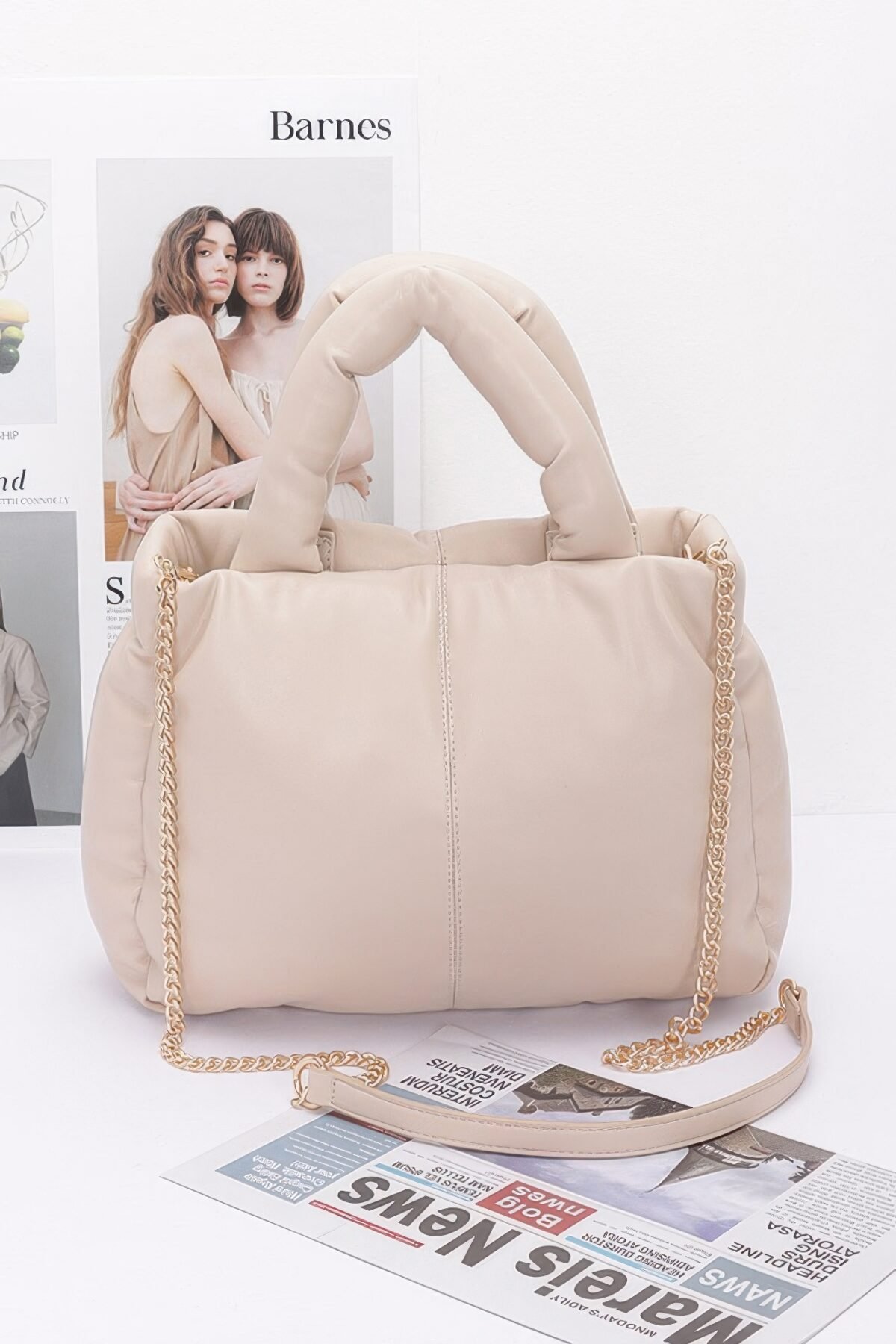 Faux Leather Padded Tote Bag - Image 1