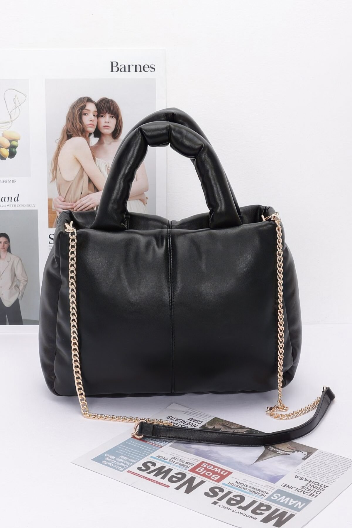 Faux Leather Padded Tote Bag - Image 5