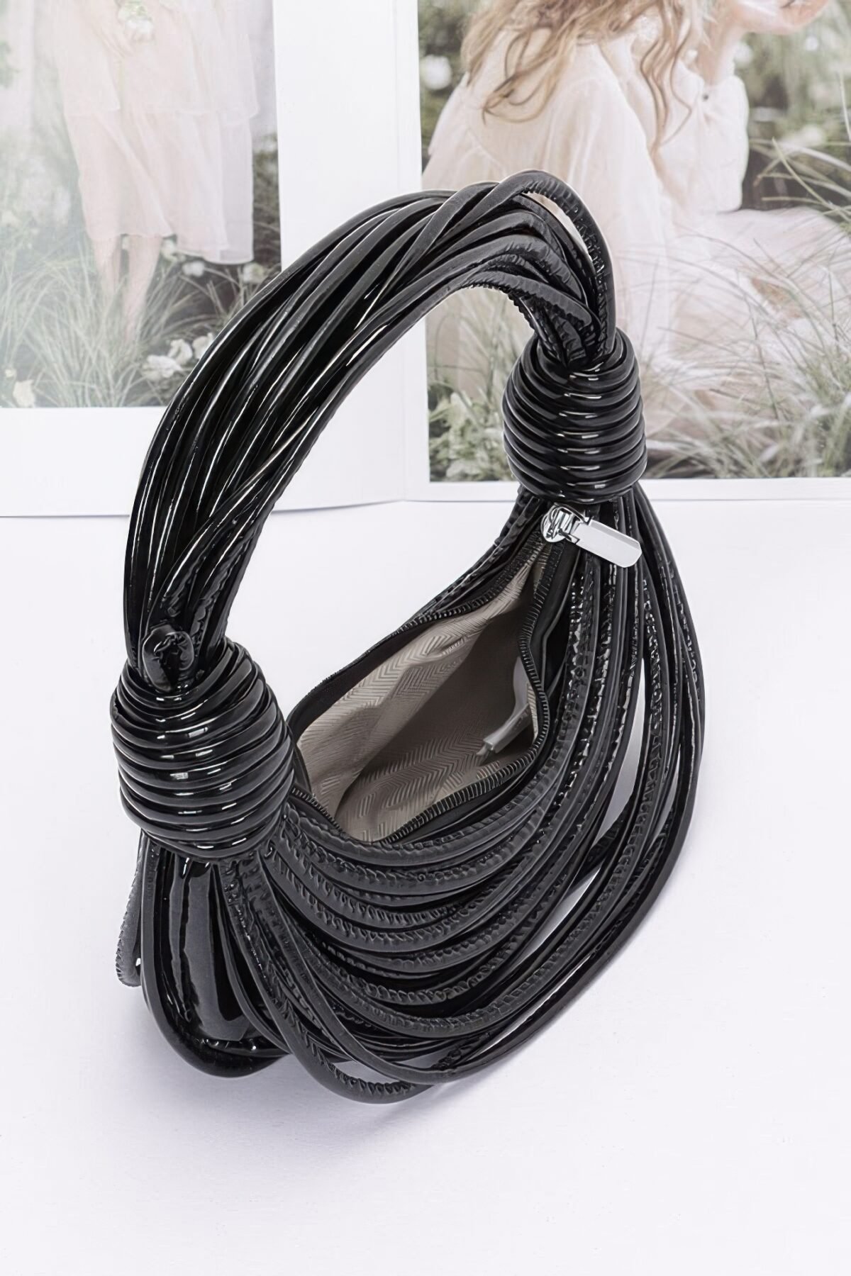 Faux Leather Rope Hobo Bag - Image 4