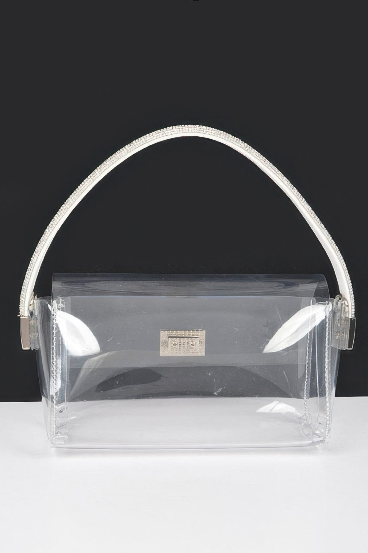Transparent Rhinestone Top Handle Flap Bag - Image 3