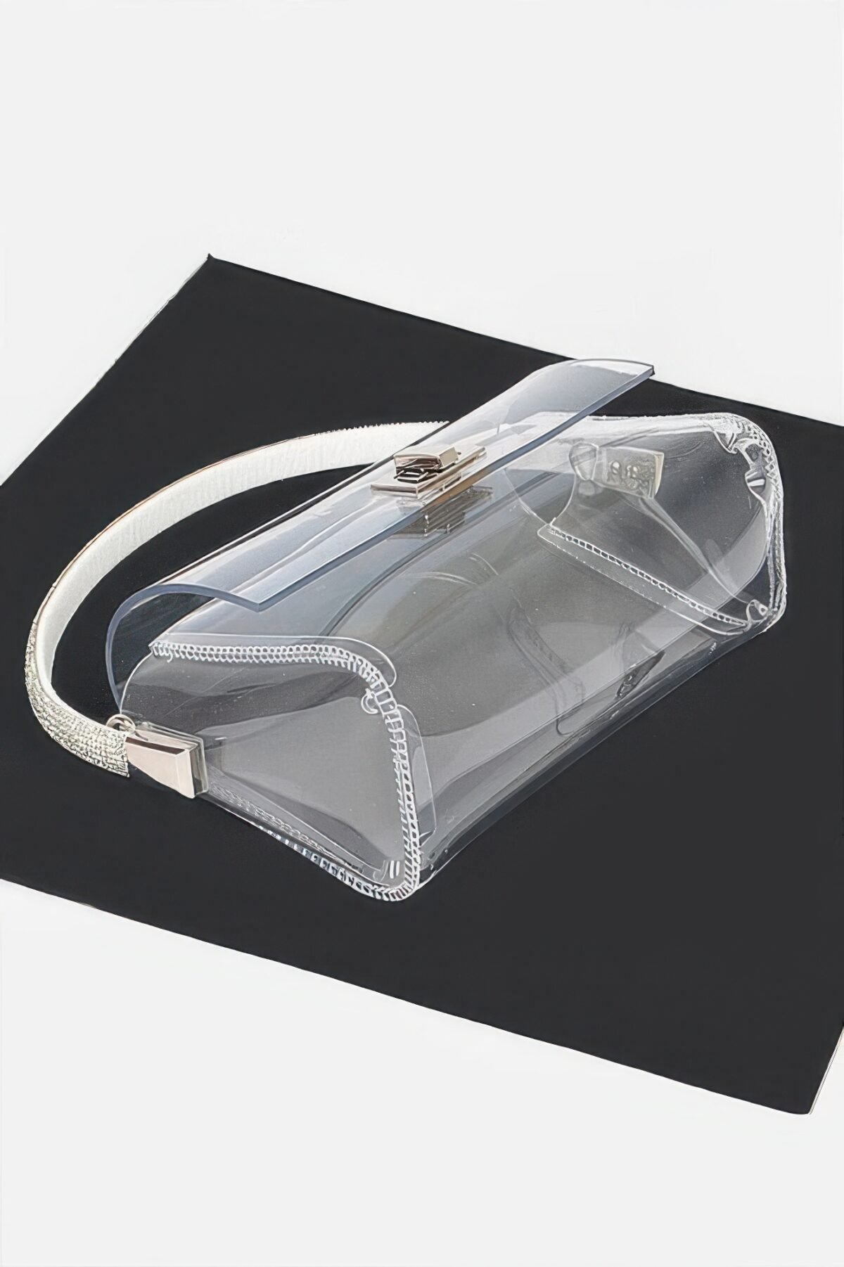 Transparent Rhinestone Top Handle Flap Bag - Image 4