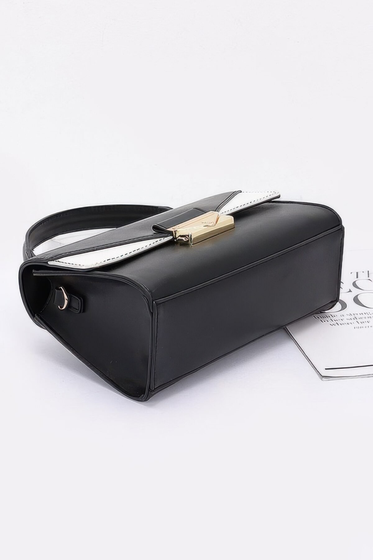 Faux Leather Two Tone Flap Bag - Image 5