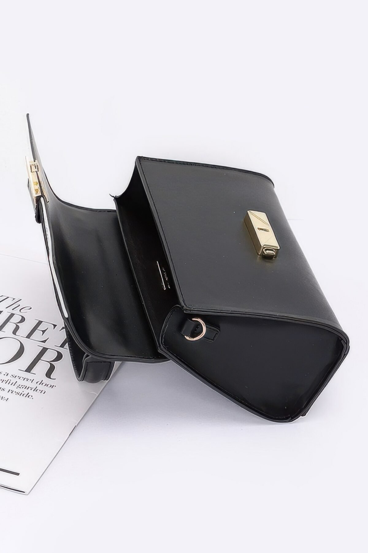 Faux Leather Two Tone Flap Bag - Image 6
