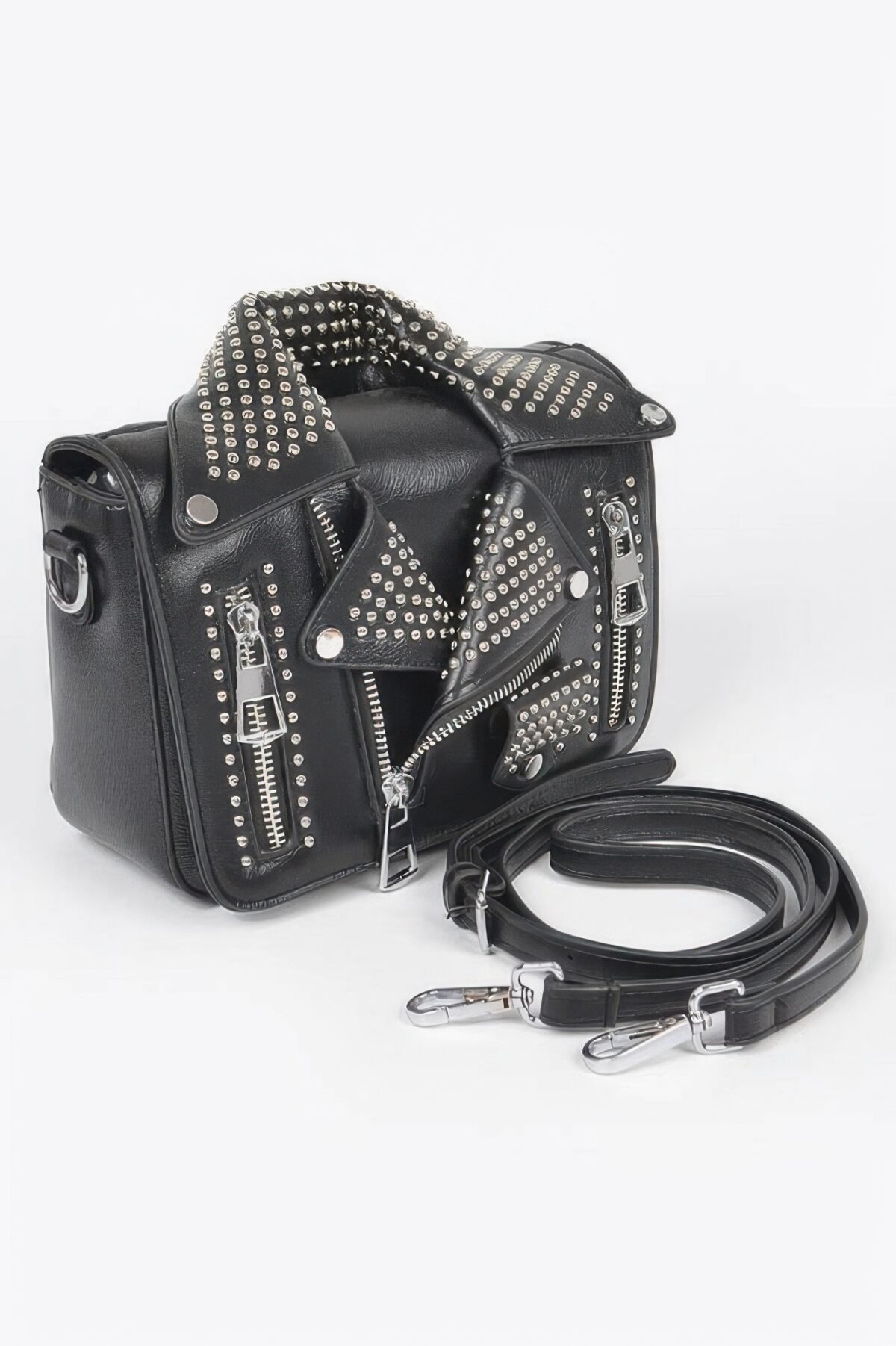 Faux Leather Metal Studded Jacket Clutch - Image 2