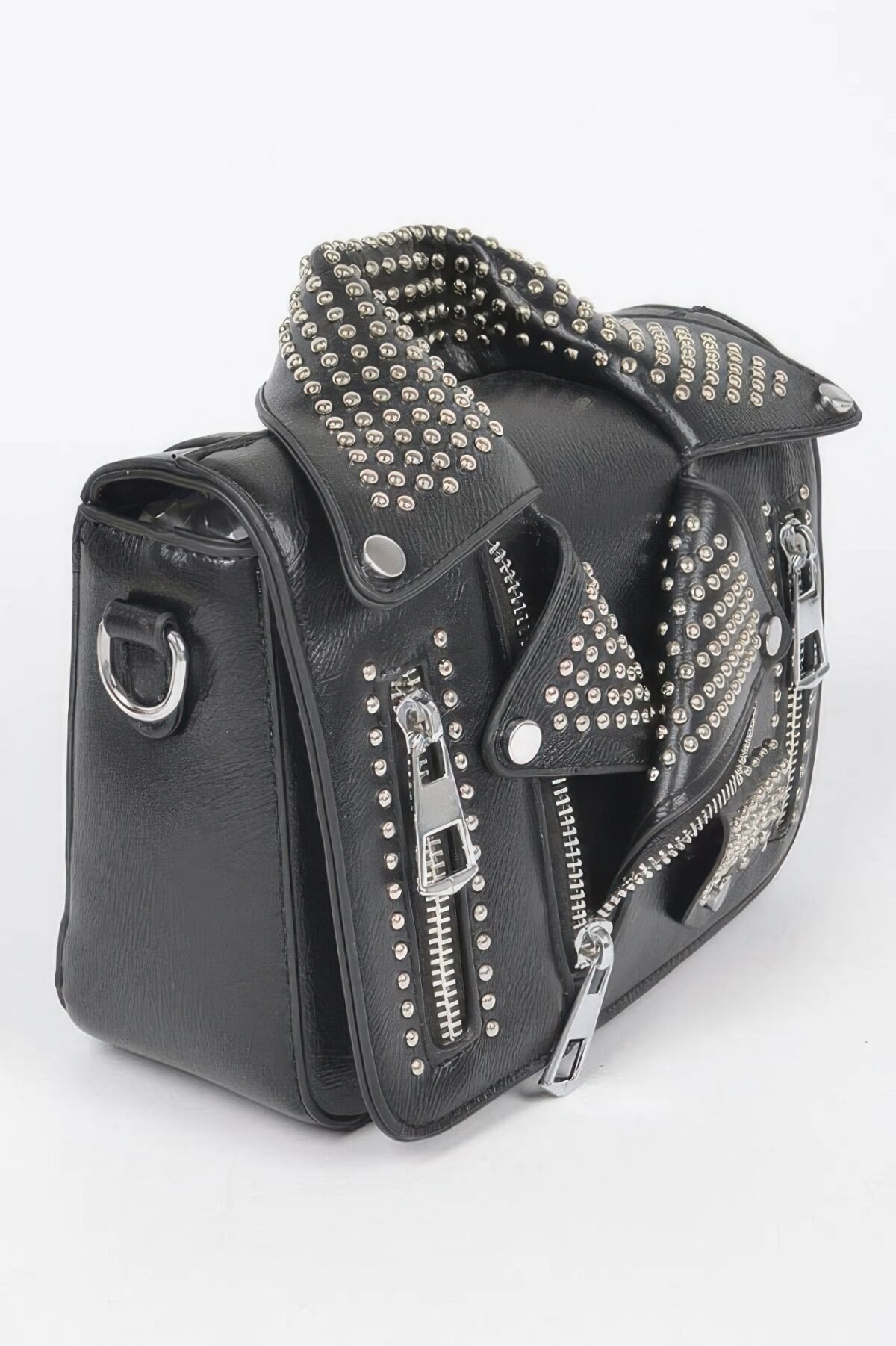 Faux Leather Metal Studded Jacket Clutch - Image 3