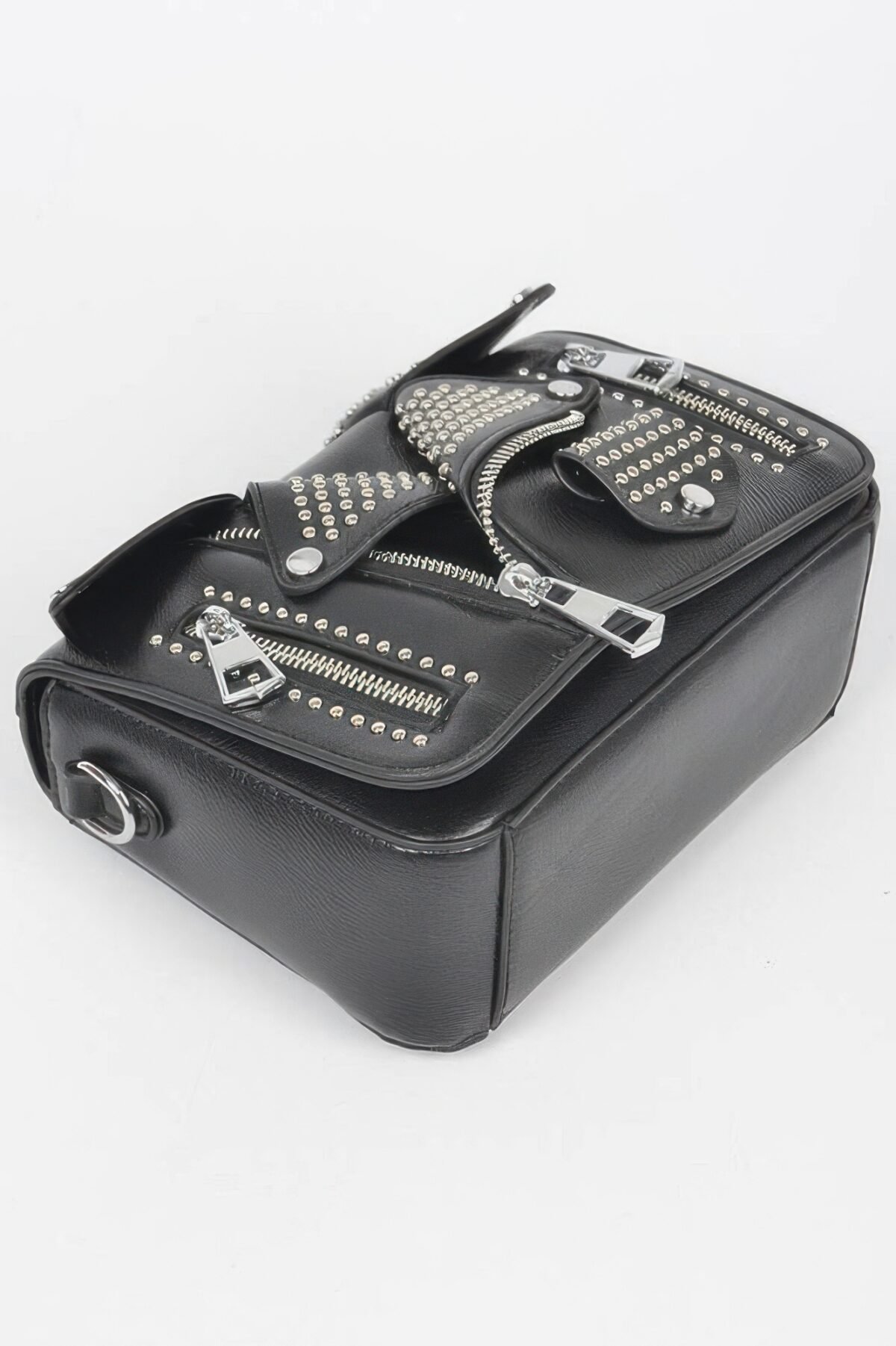 Faux Leather Metal Studded Jacket Clutch - Image 5