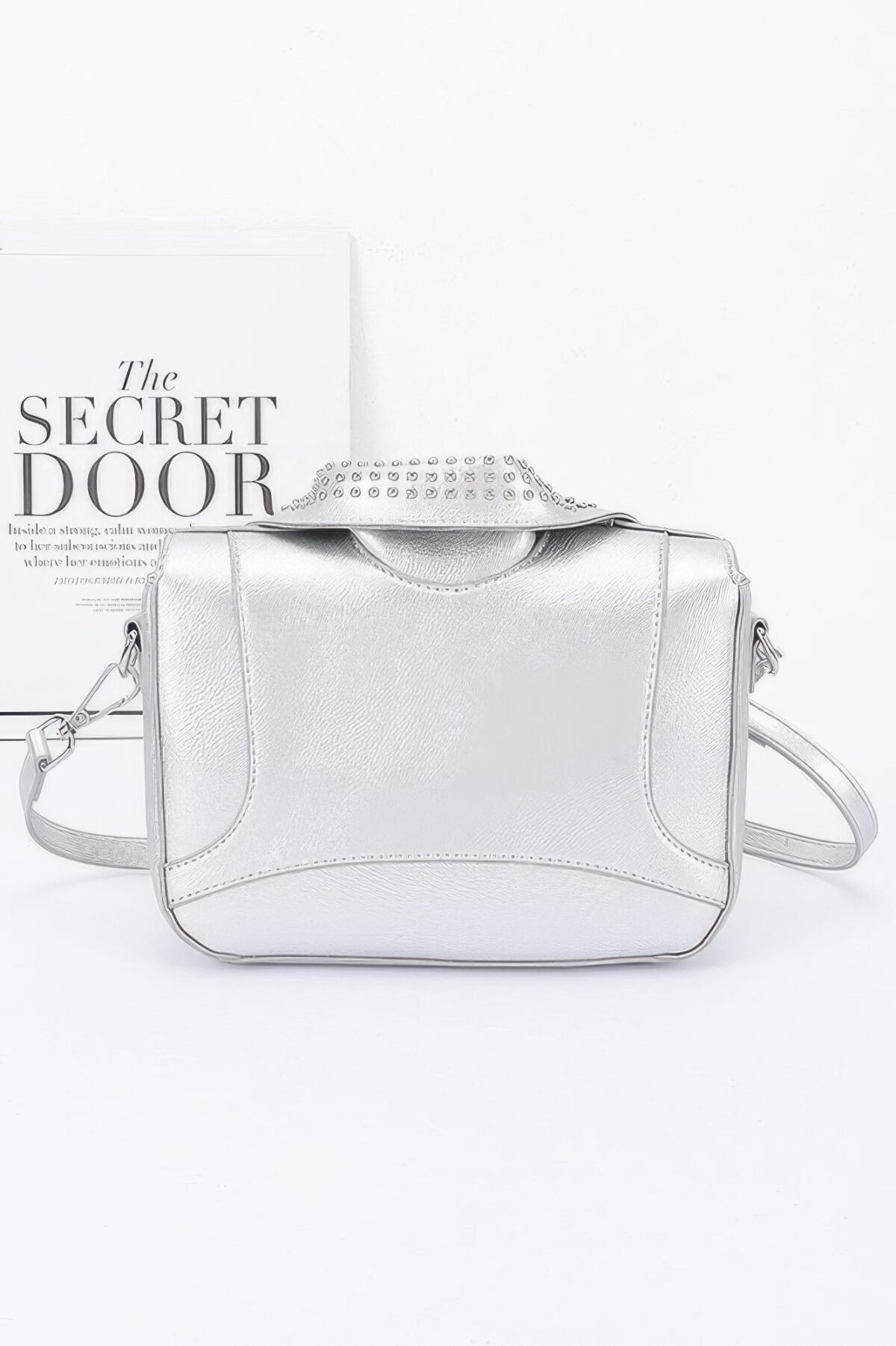 Faux Leather Metal Studded Jacket Clutch - Image 10