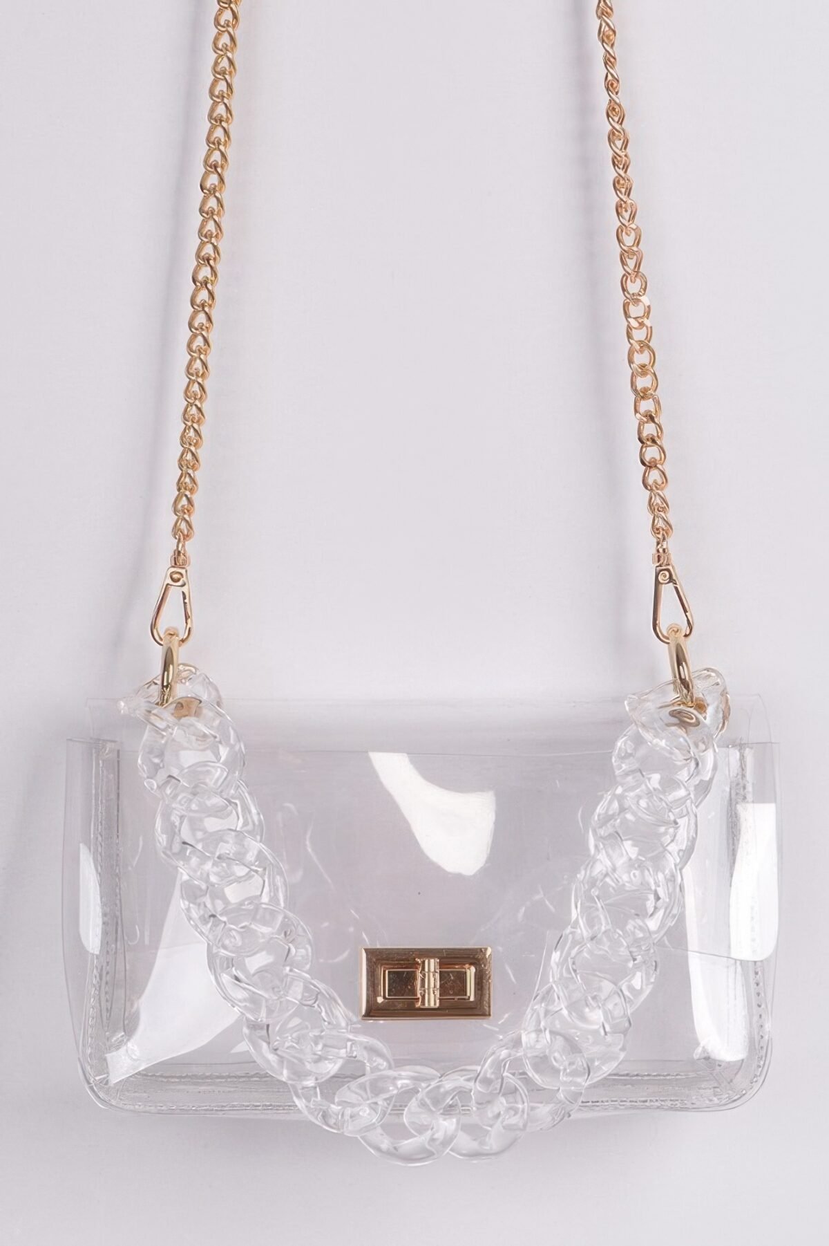 Cross Chain Body Visibly Clear Clutch - Image 1