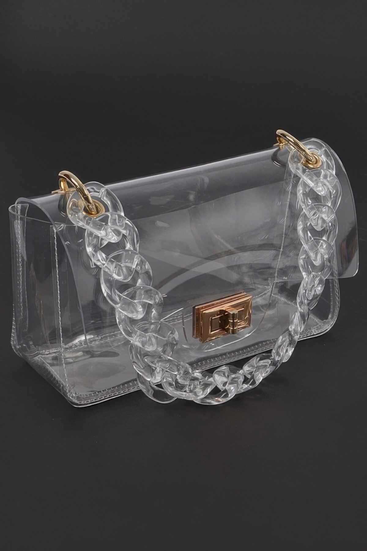 Cross Chain Body Visibly Clear Clutch - Image 3