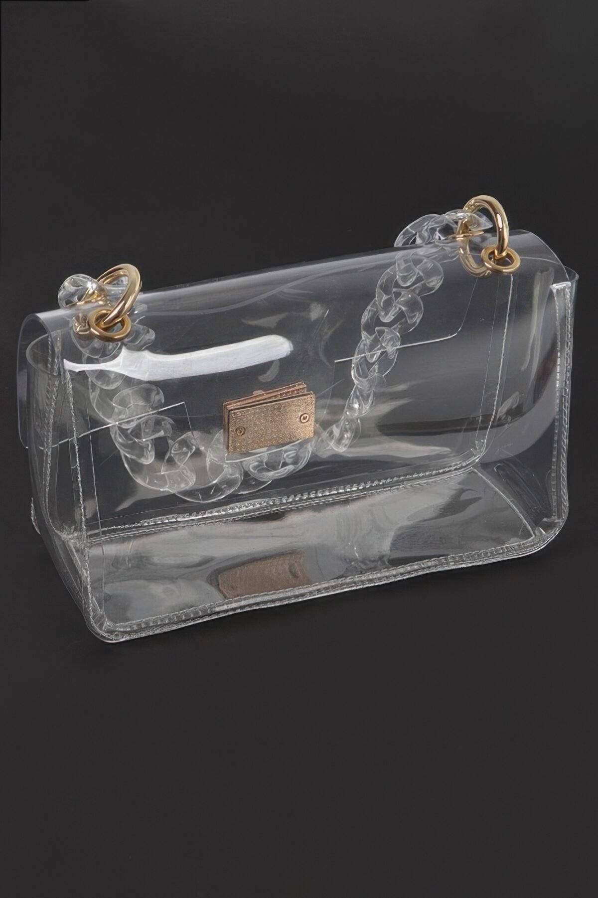 Cross Chain Body Visibly Clear Clutch - Image 4