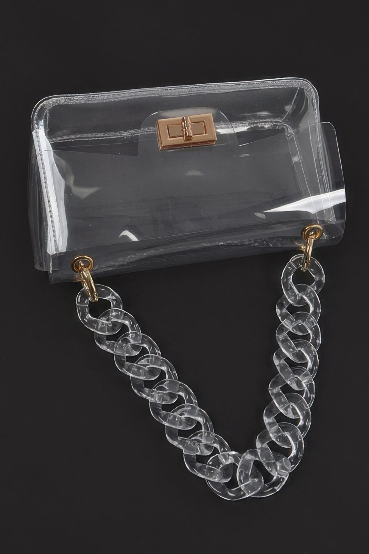 Cross Chain Body Visibly Clear Clutch - Image 5