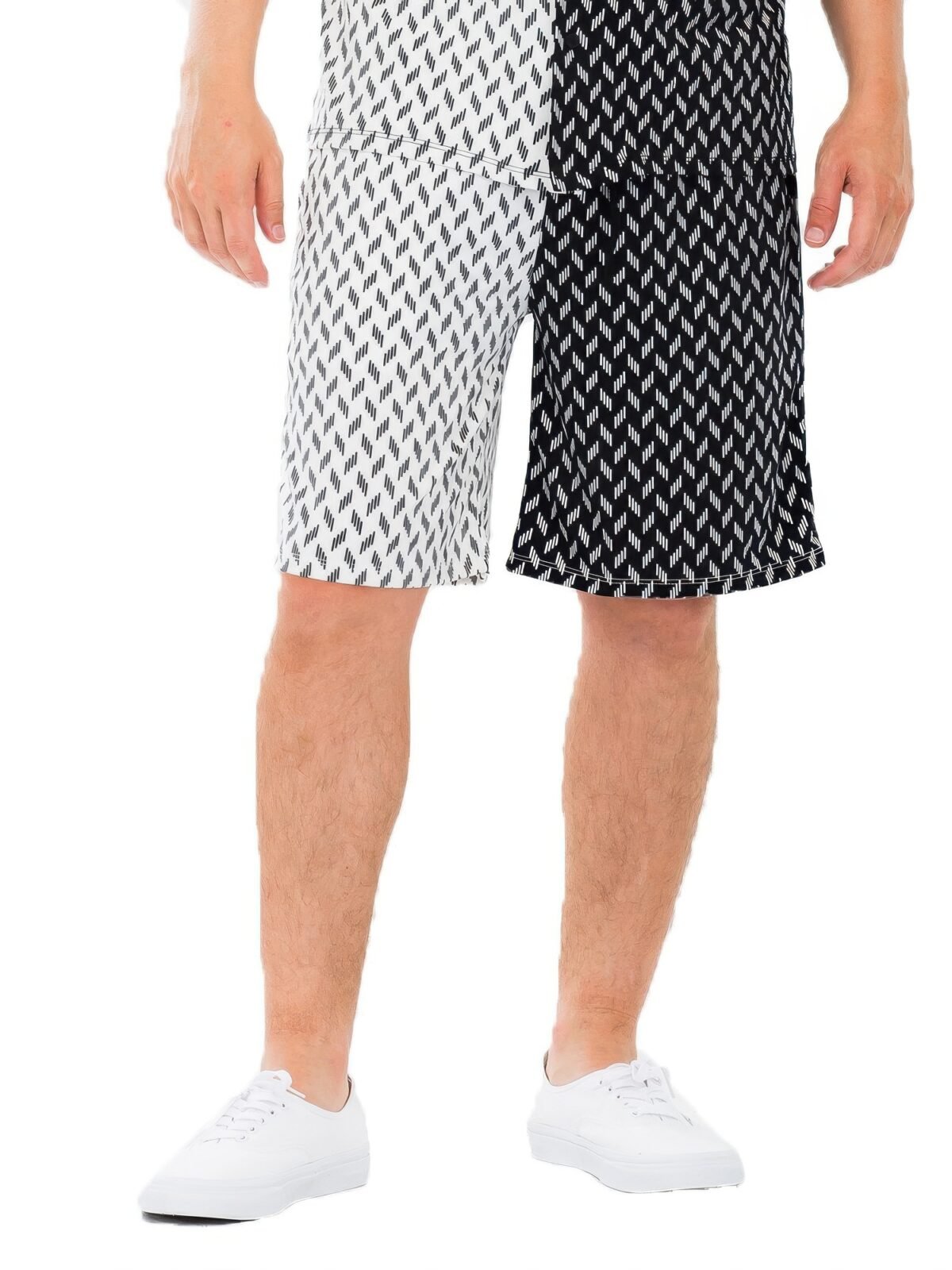 Mens Diamond Two Tone Print Shorts - Image 1