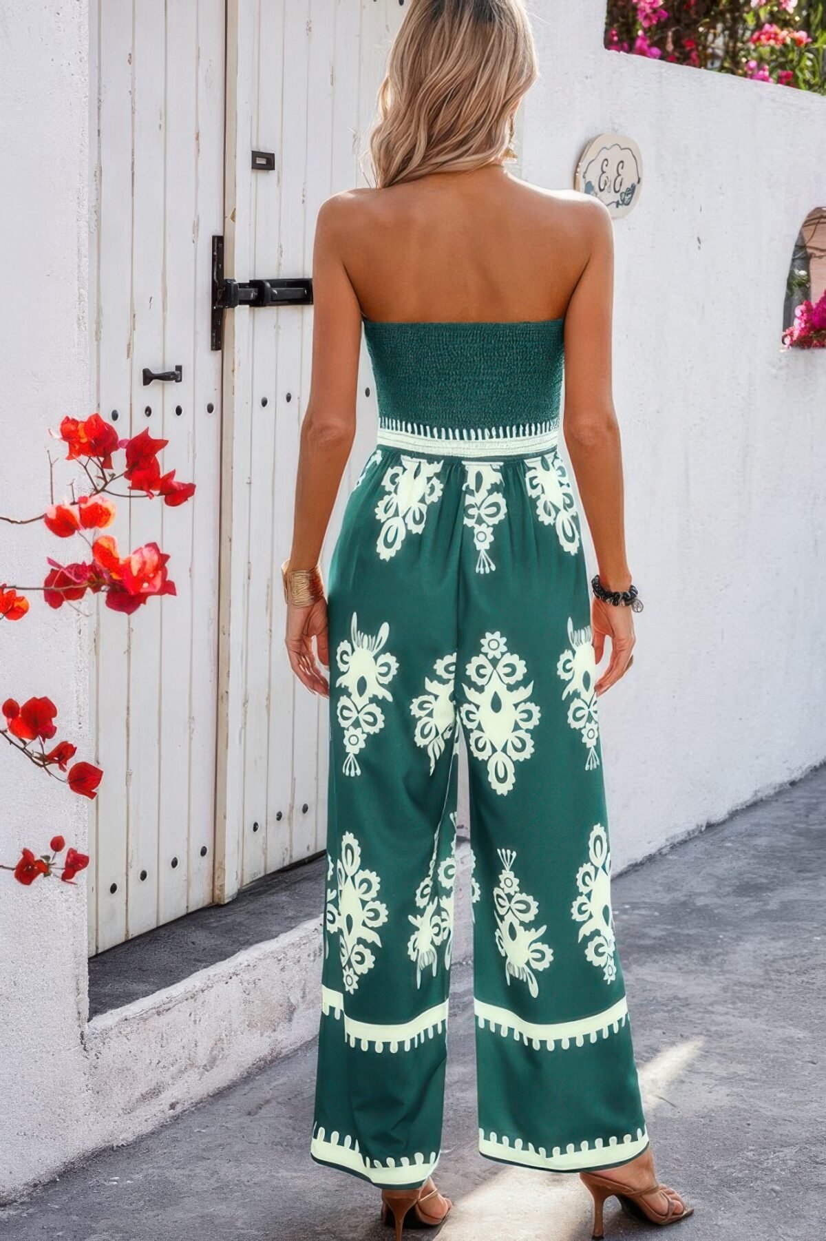 Geo Print Off Shoulder High Waist Fit Jumpsuit - Image 9