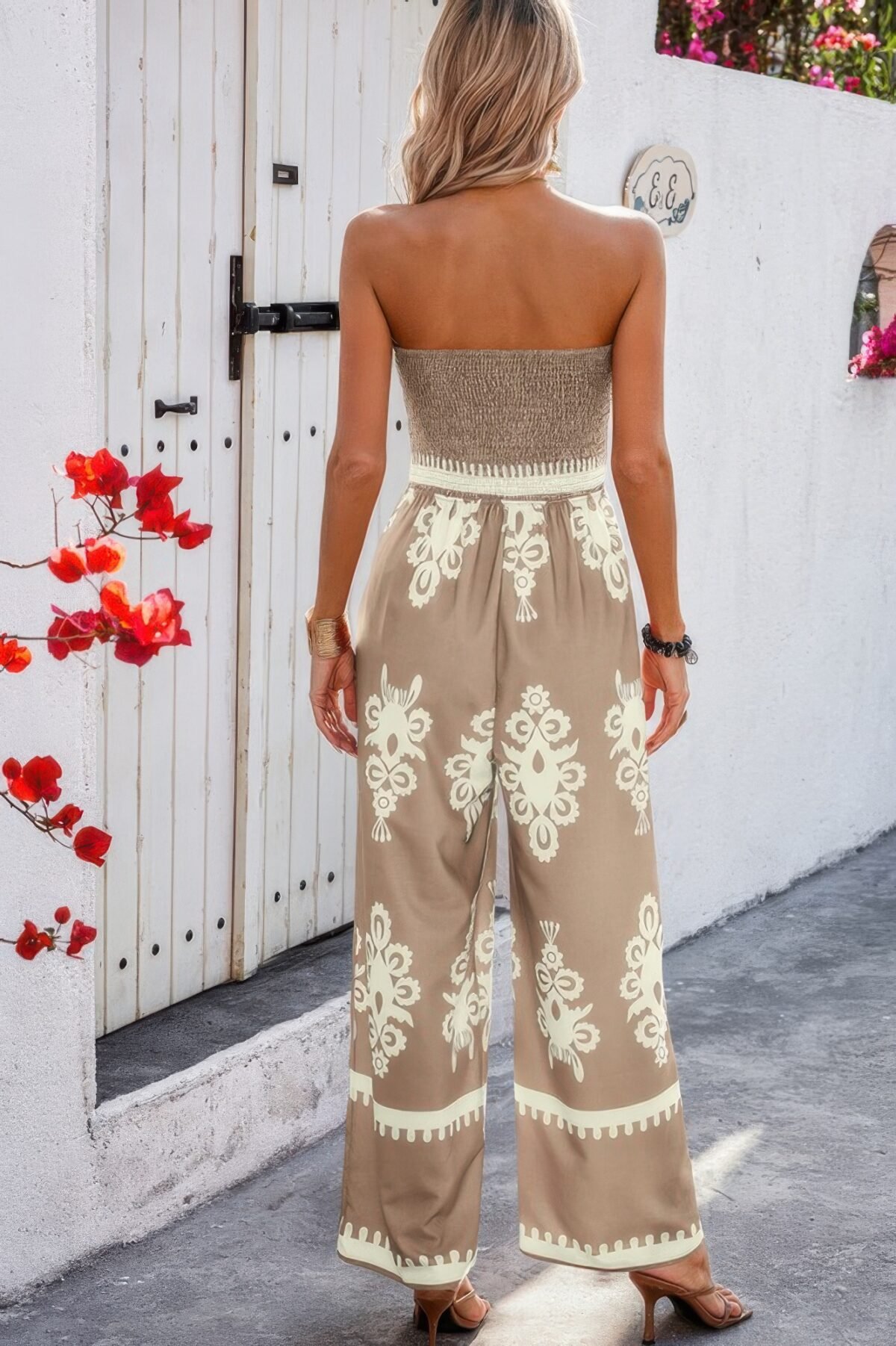 Geo Print Off Shoulder High Waist Fit Jumpsuit - Image 13